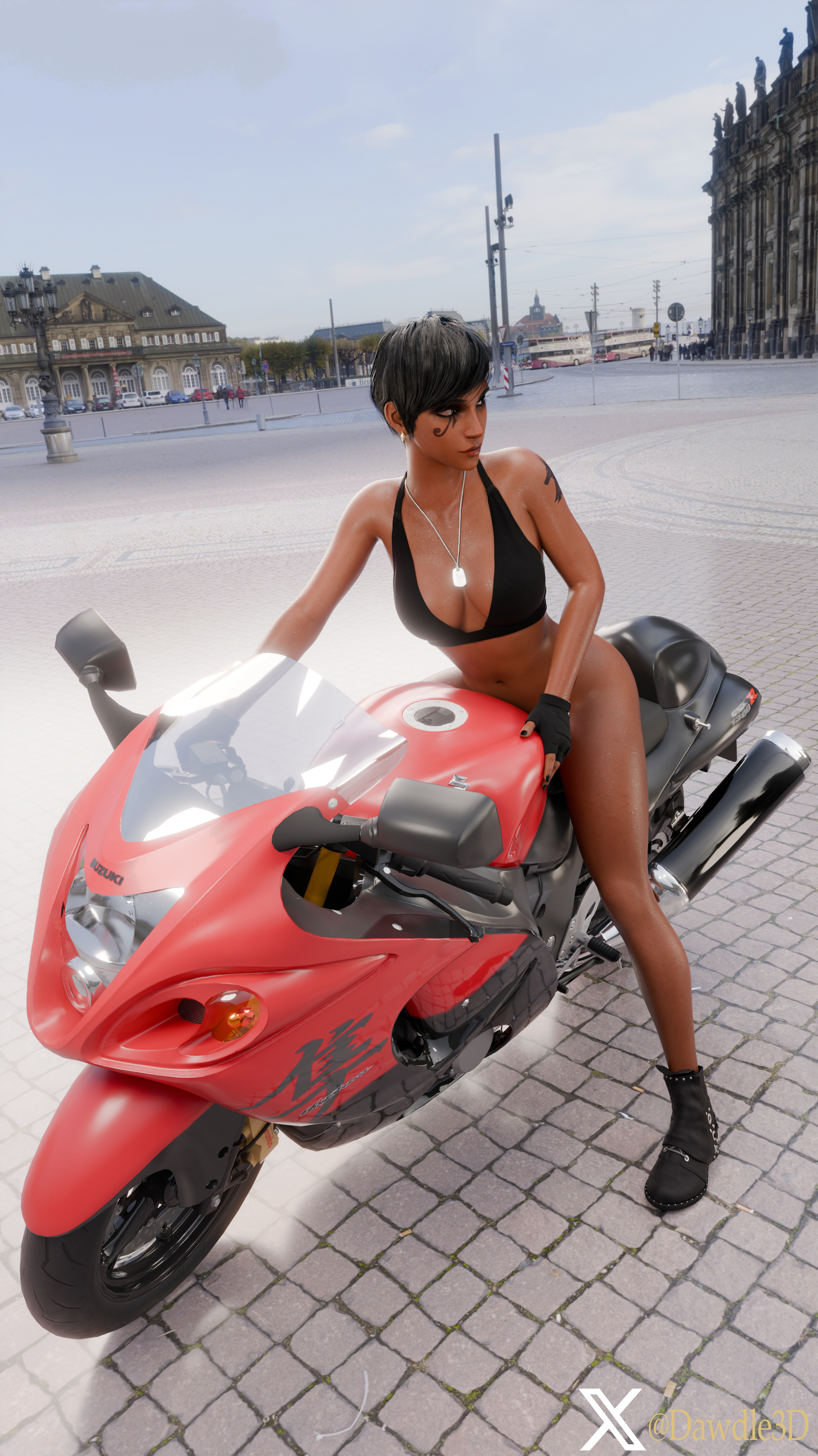Pharah Biker Girl 02 Overwatch Pharah Pharah (overwatch) 3d Porn Biker Sunglasses Motorcycle Nude 8