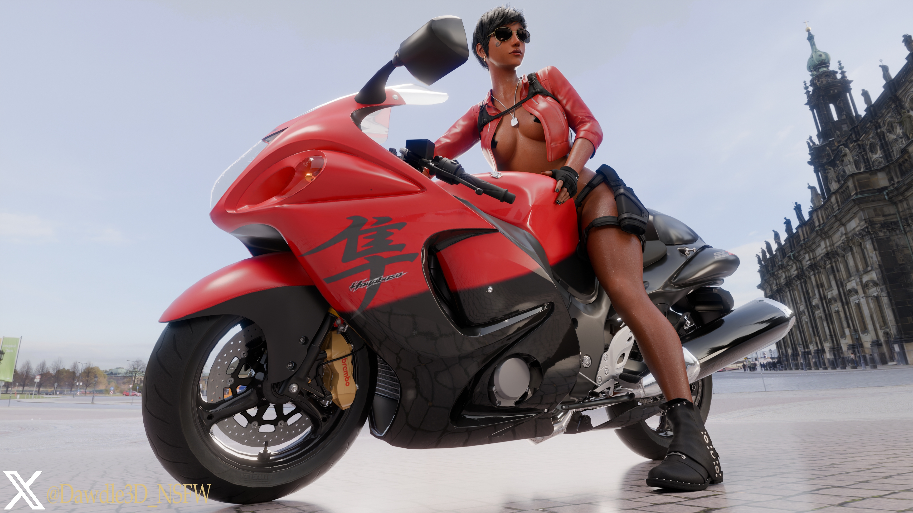 Pharah Biker Girl 02 Overwatch Pharah Pharah (overwatch) 3d Porn Biker Sunglasses Motorcycle Nude 24