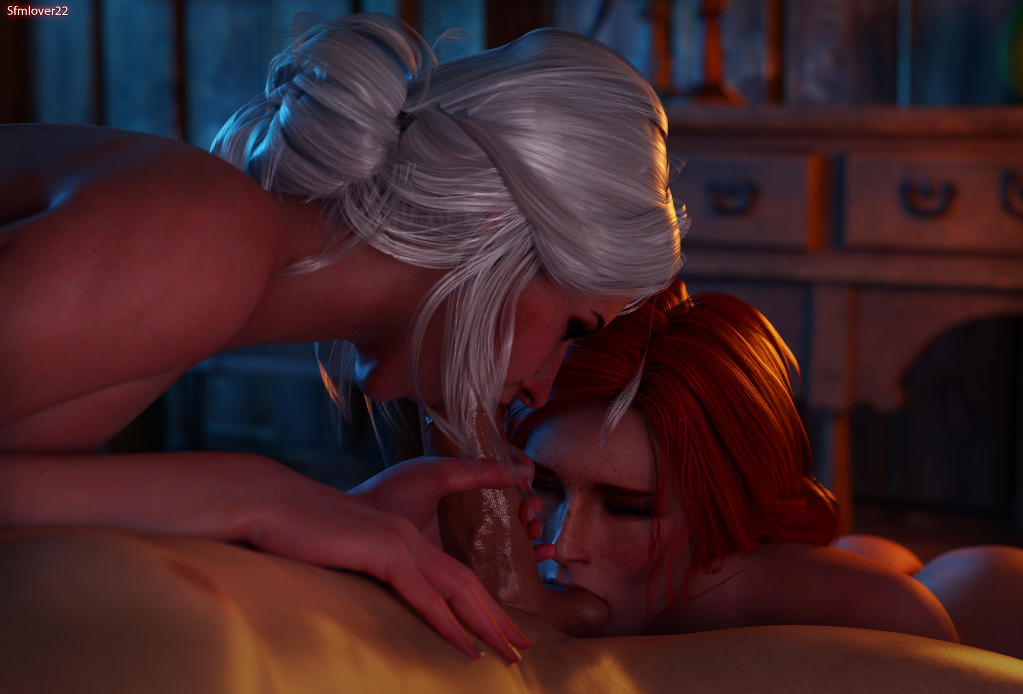 Ciri and triss work on the same Triss Ciri (The Witcher) The Witcher Threesome Blowjob