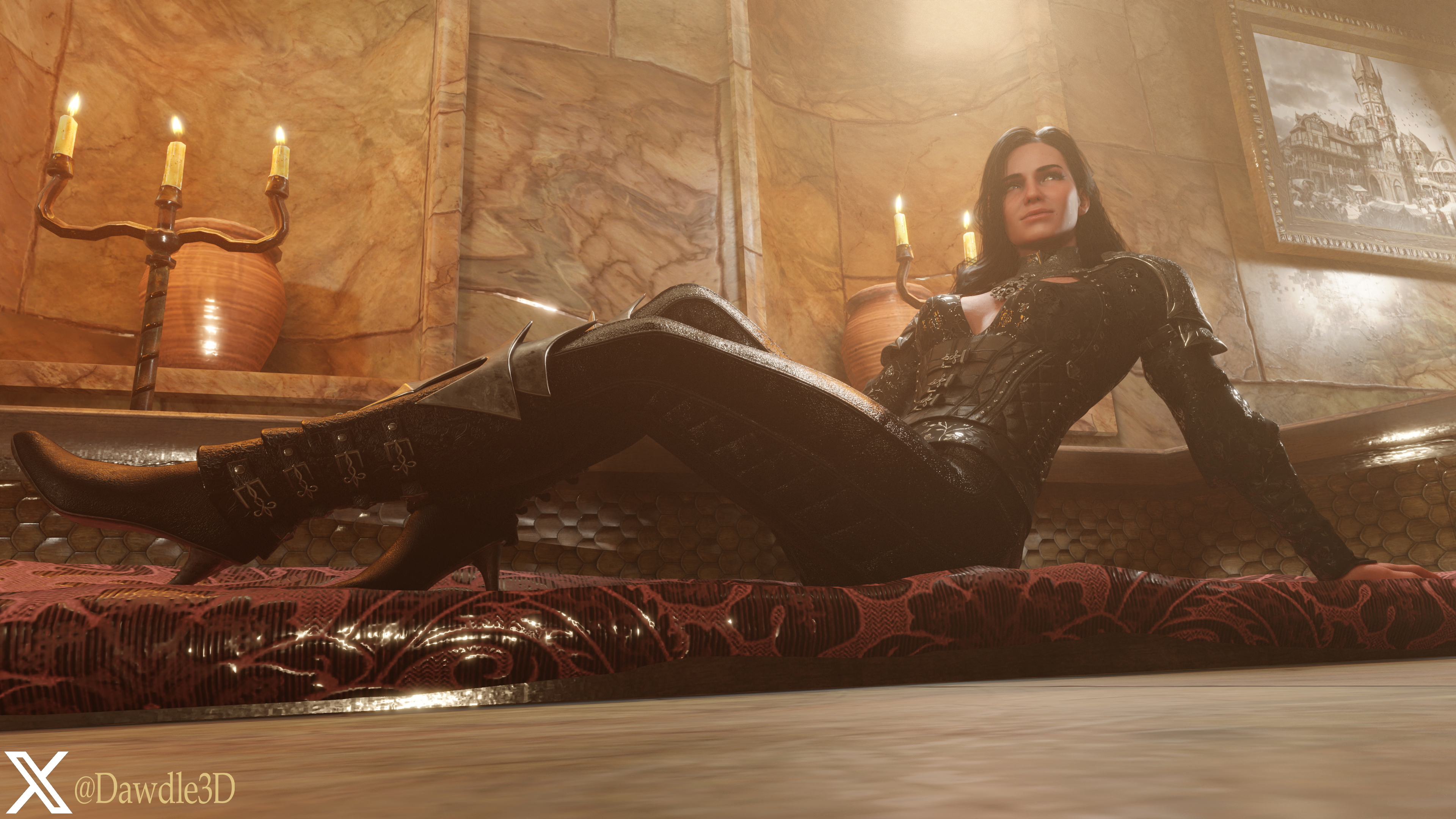 Yennefer Relaxing in the Bathhouse The Witcher The Witcher 3 Yennefer di Vengerberg Yennefer (witcher) 3d Porn Nude High Heels Fishnet Stockings Stockings 3