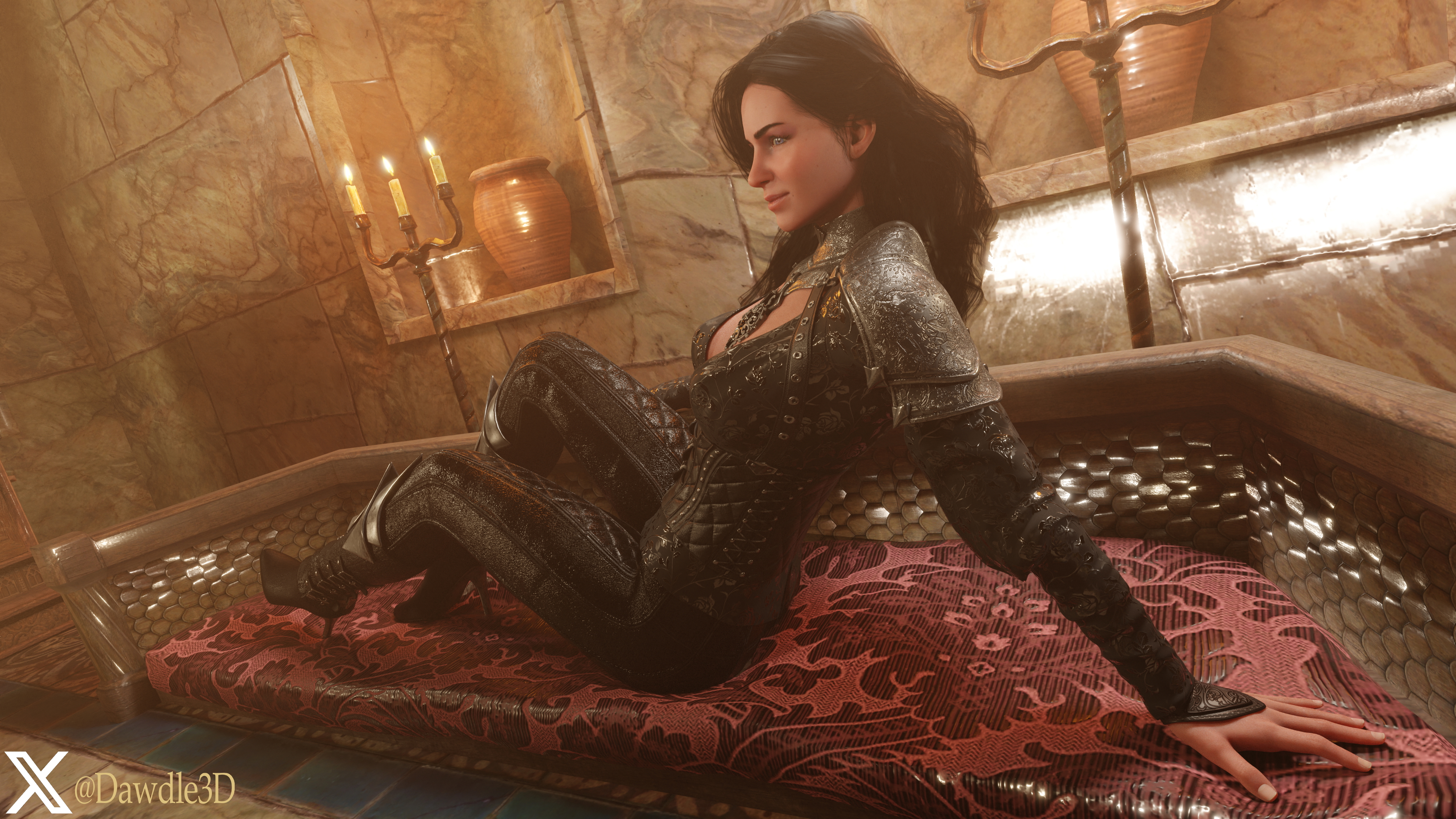 Yennefer Relaxing in the Bathhouse The Witcher The Witcher 3 Yennefer di Vengerberg Yennefer (witcher) 3d Porn Nude High Heels Fishnet Stockings Stockings 5