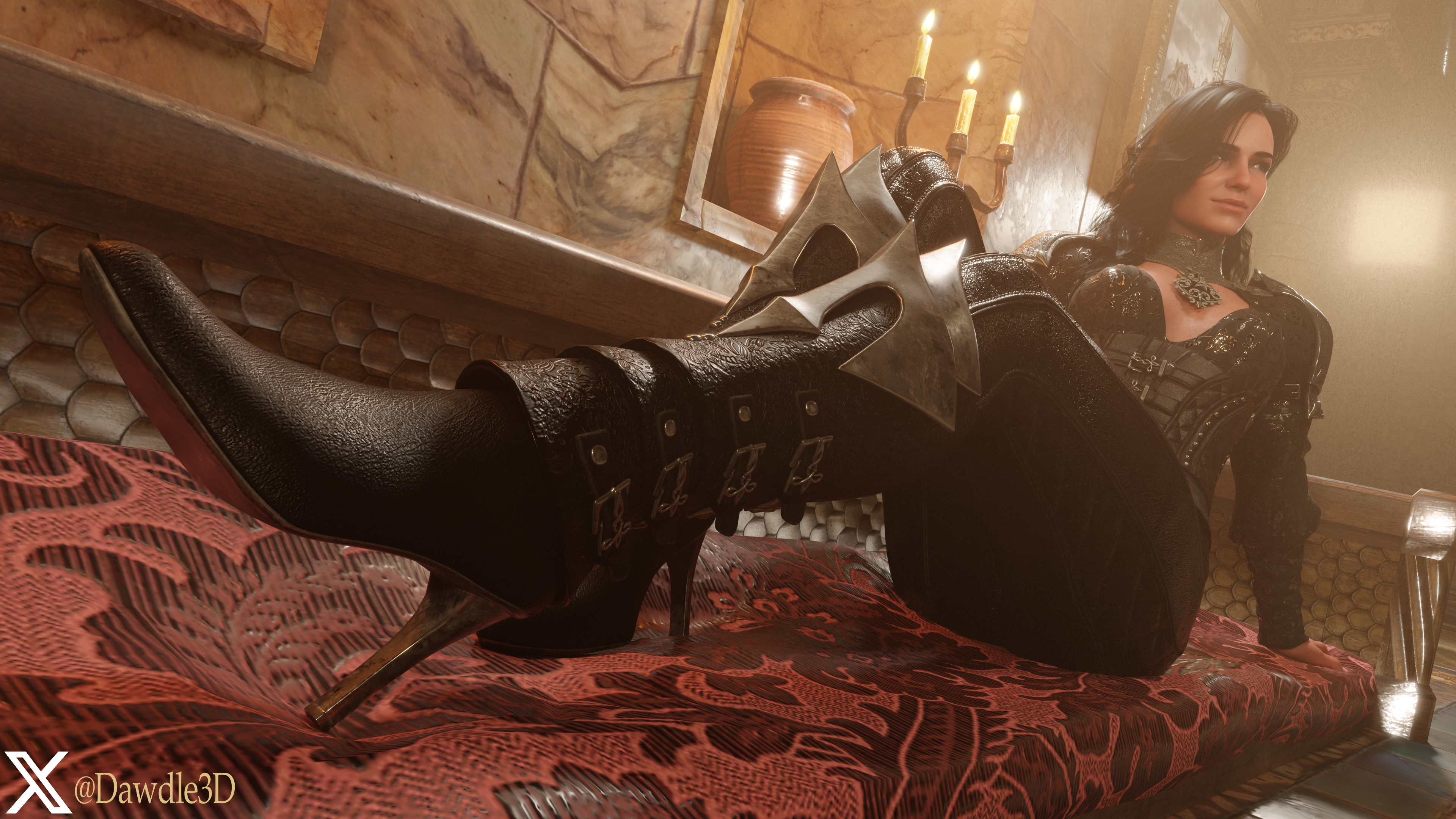 Yennefer Relaxing in the Bathhouse The Witcher The Witcher 3 Yennefer di Vengerberg Yennefer (witcher) 3d Porn Nude High Heels Fishnet Stockings Stockings 7