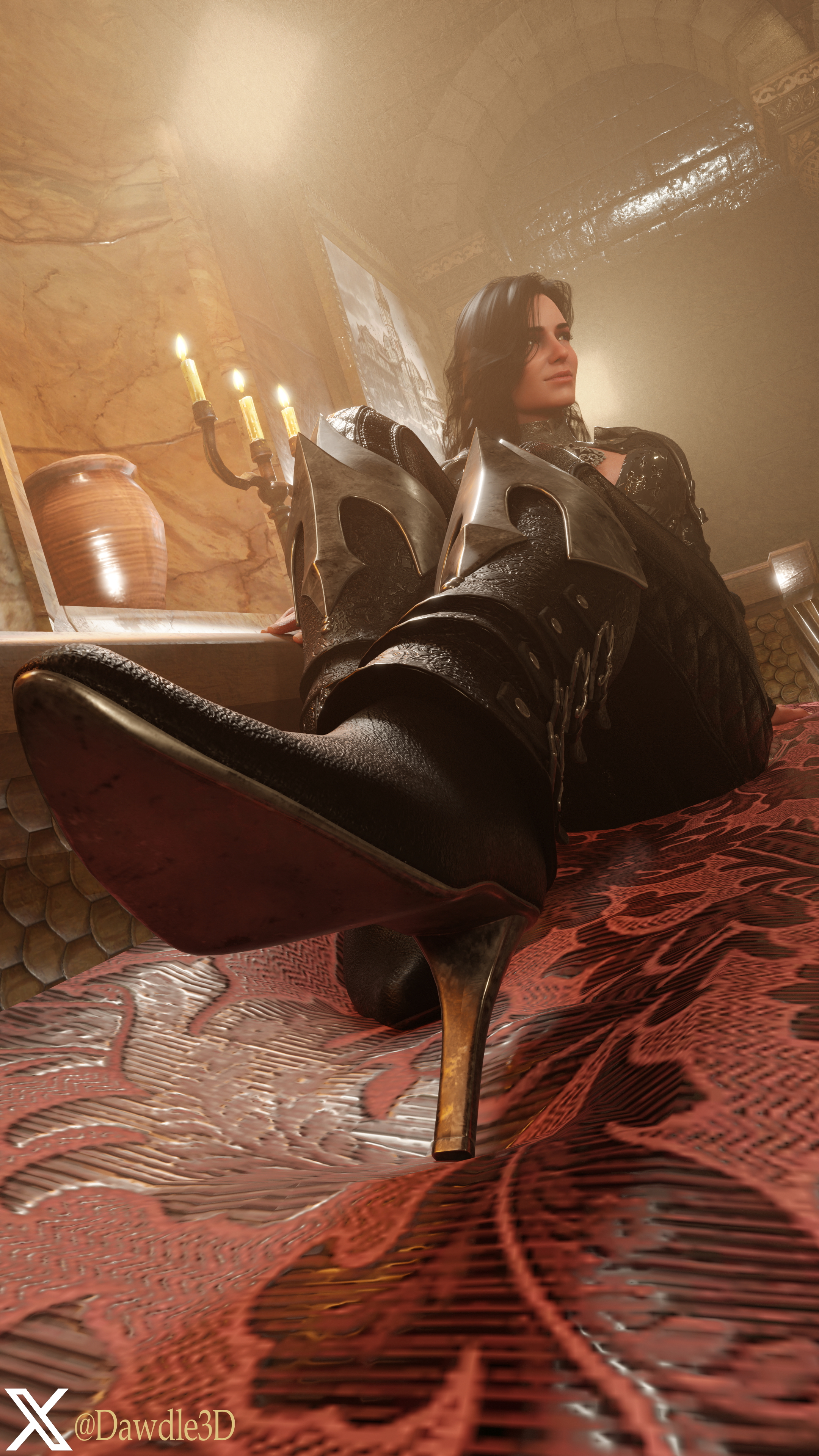 Yennefer Relaxing in the Bathhouse The Witcher The Witcher 3 Yennefer di Vengerberg Yennefer (witcher) 3d Porn Nude High Heels Fishnet Stockings Stockings 9