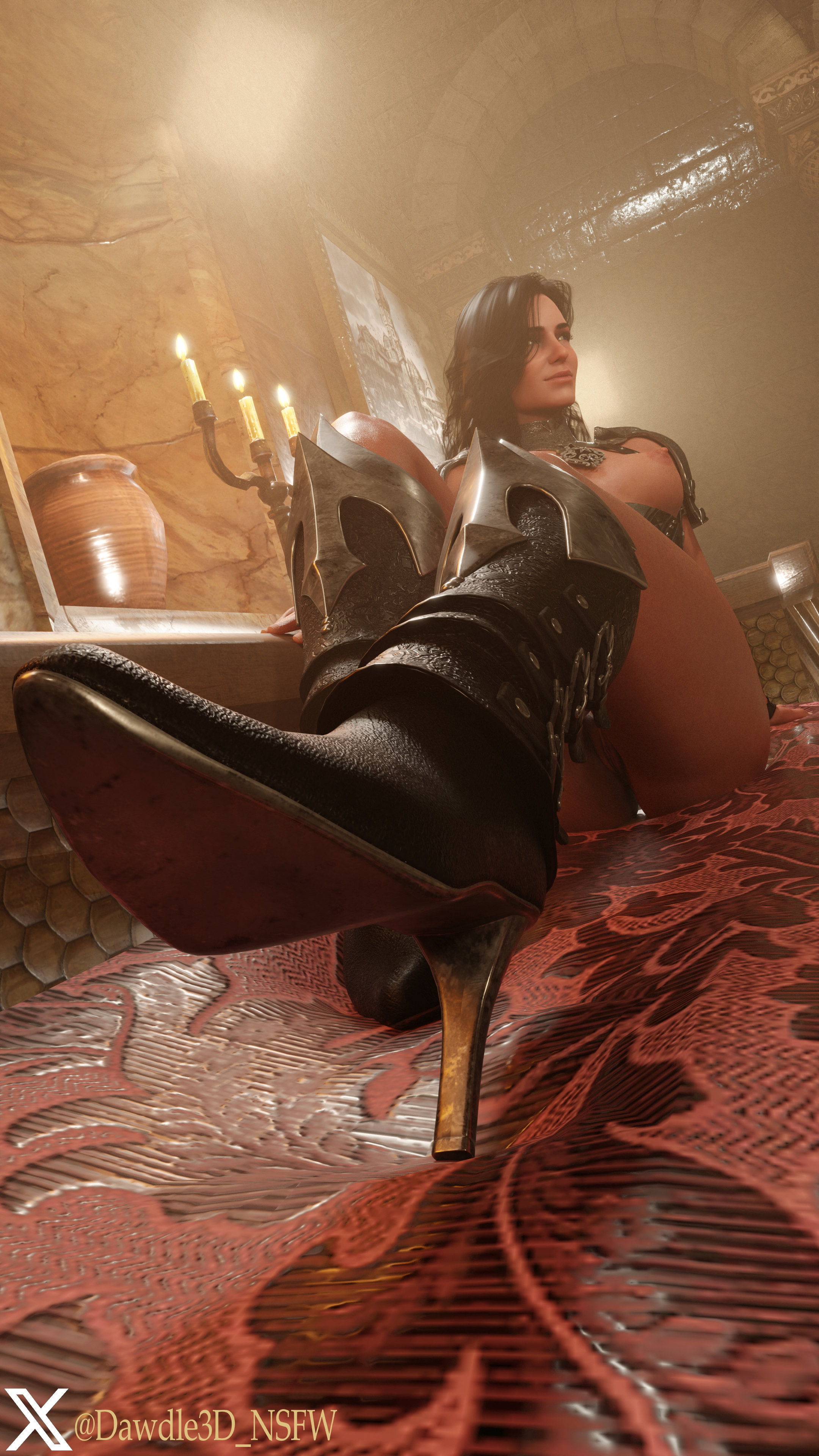 Yennefer Relaxing in the Bathhouse The Witcher The Witcher 3 Yennefer di Vengerberg Yennefer (witcher) 3d Porn Nude High Heels Fishnet Stockings Stockings 10