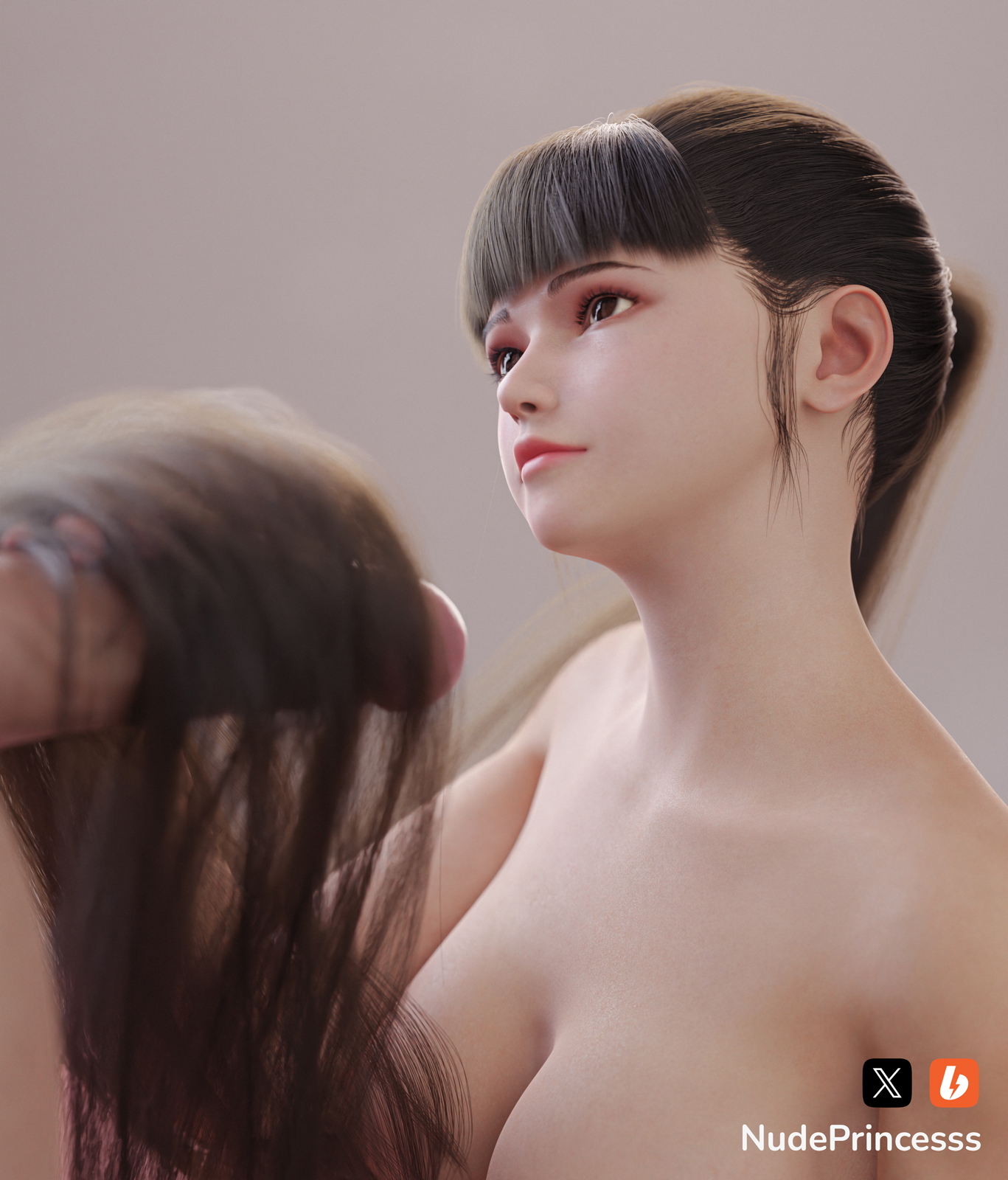 Eve Hairjob  Realistic Hair Job Ponytail Nude Big Dick Boobs Natural Boobs Jerk Off Rule34 Rule 34 3d Porn Long Hair Black Hair Brown Eyes Fully Naked Handjob