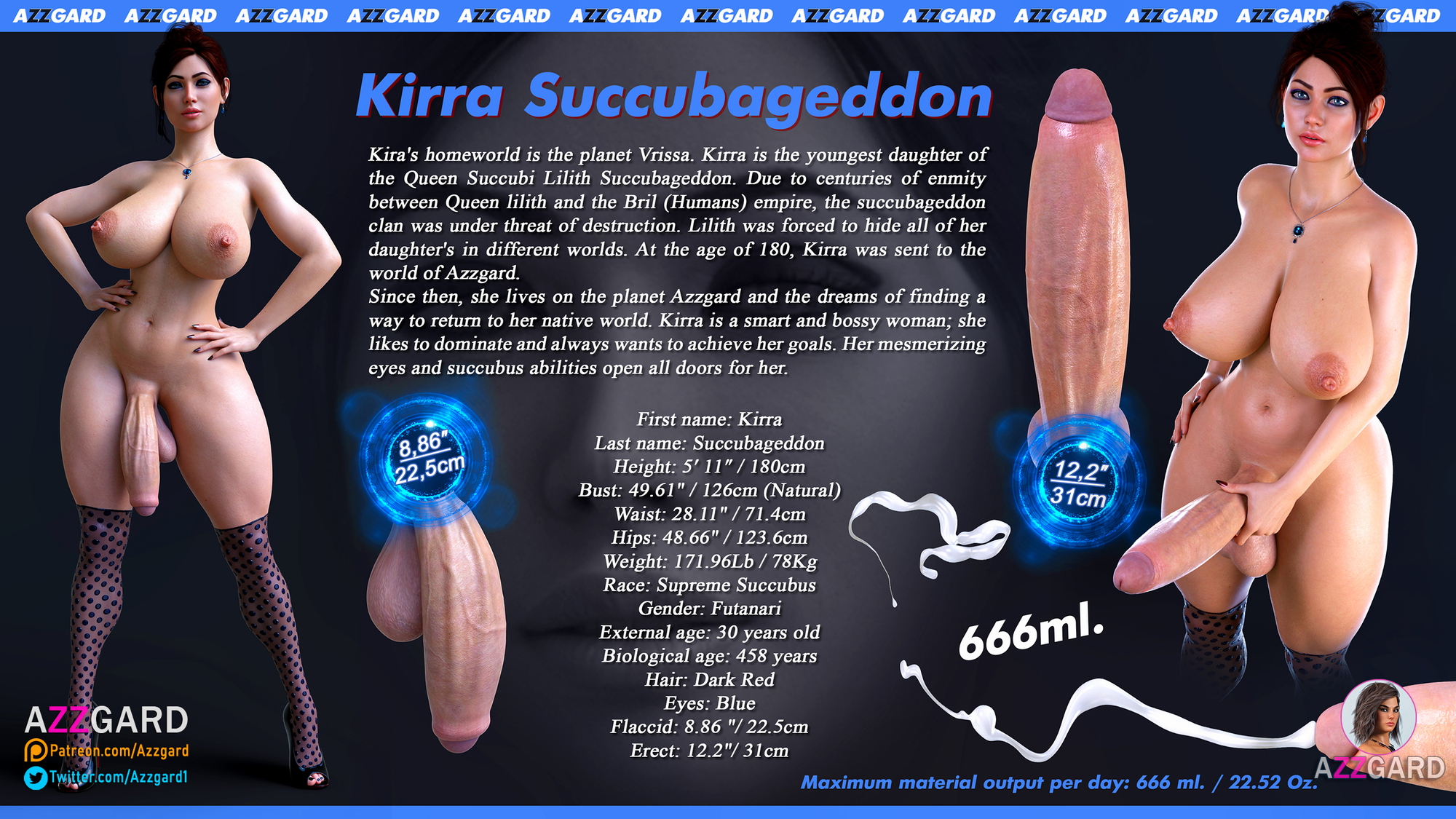 Kirra - Character Profile  Busty Curvy Big Breasts Big boobs Big Ass Big Booty Big Dick Big Cock Futa Futanari Milf Character Dickgirl