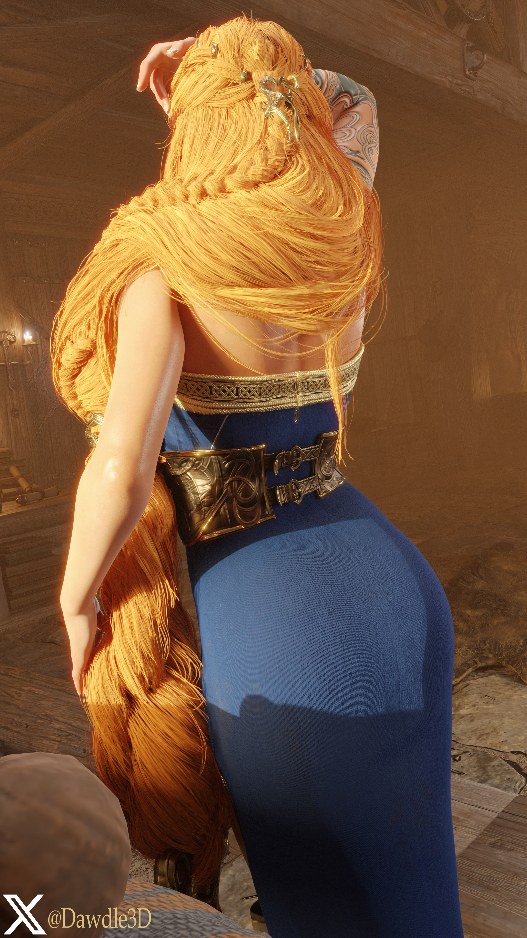 Sif s Private Lesson God Of War Sif Sif (god Of War) 3d Porn Long Hair Blonde Tattoo Nude 17