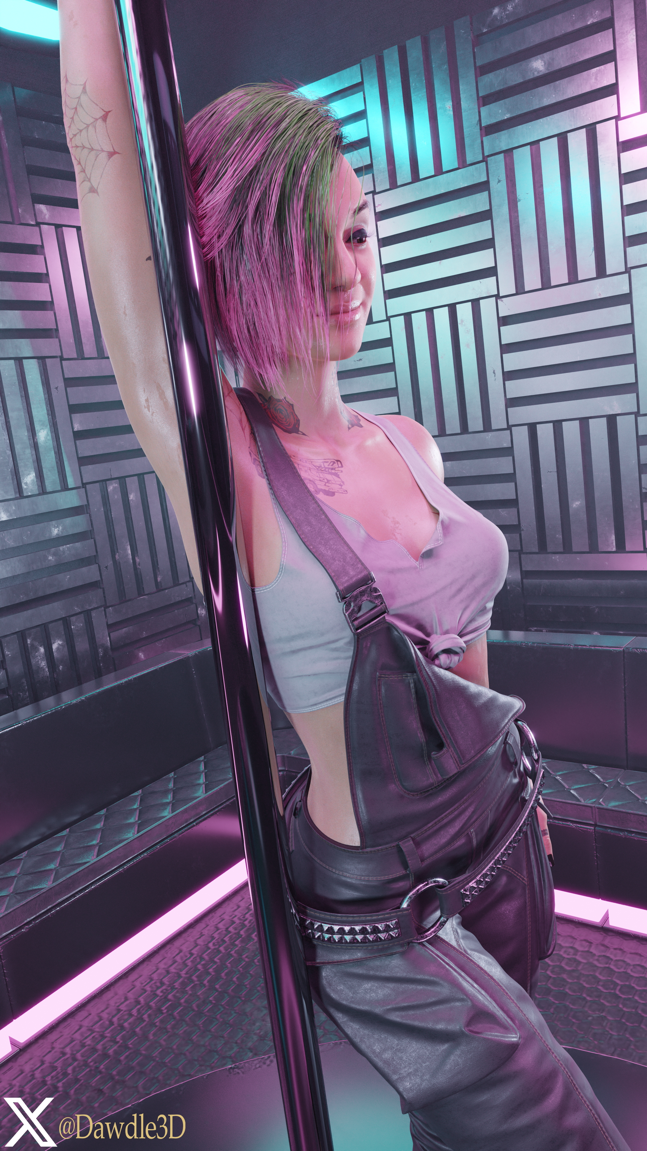 Judys [Private Dance 03] Cyberpunk2077 Judy Alvarez 3d Porn Latex Pole Dance High Heels Nude 9