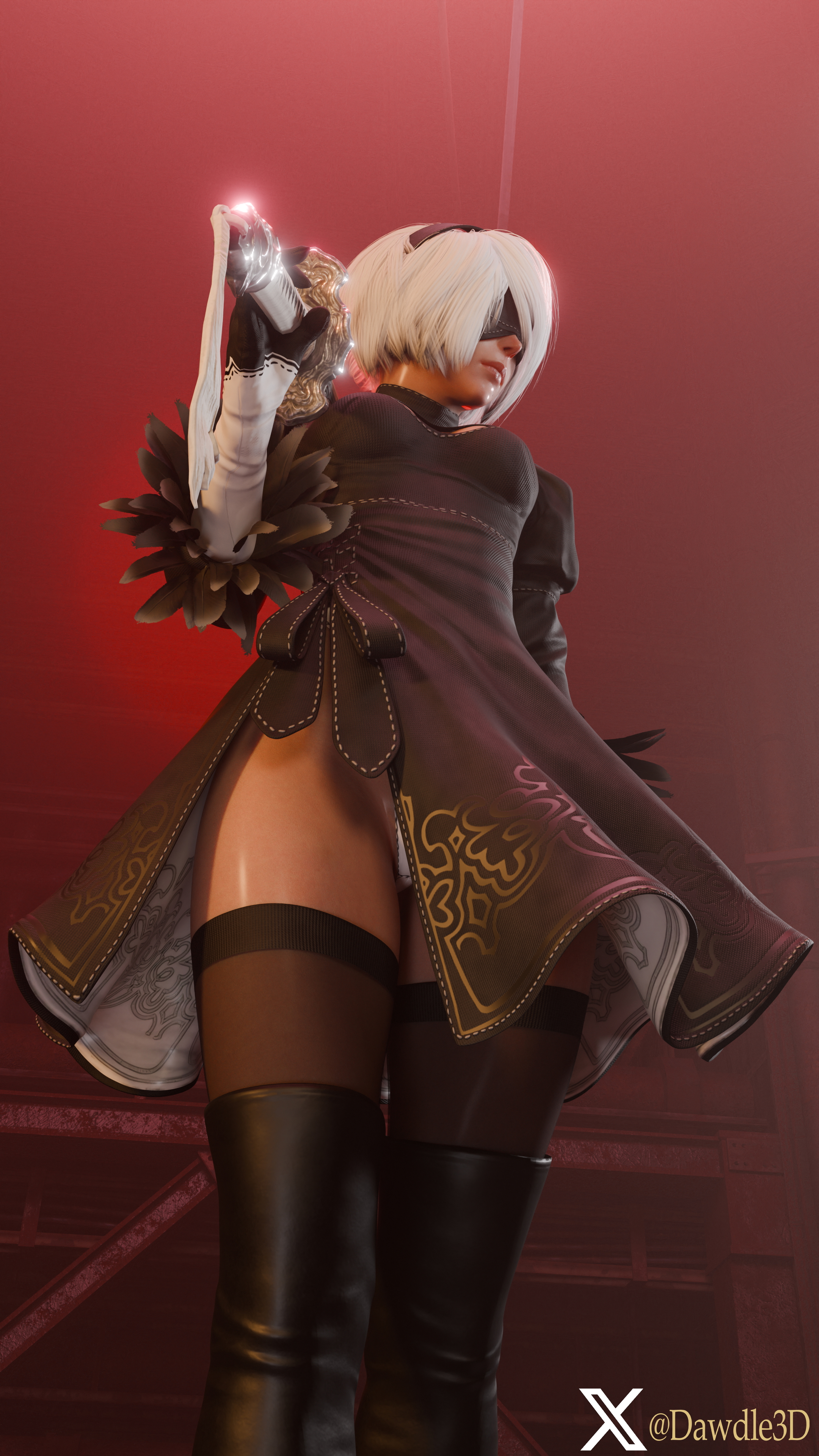 YoRHa 2B Nier Automata 2b Yorha2b Yorha 2b 3d Porn Blindfolded High Heels Nude 10