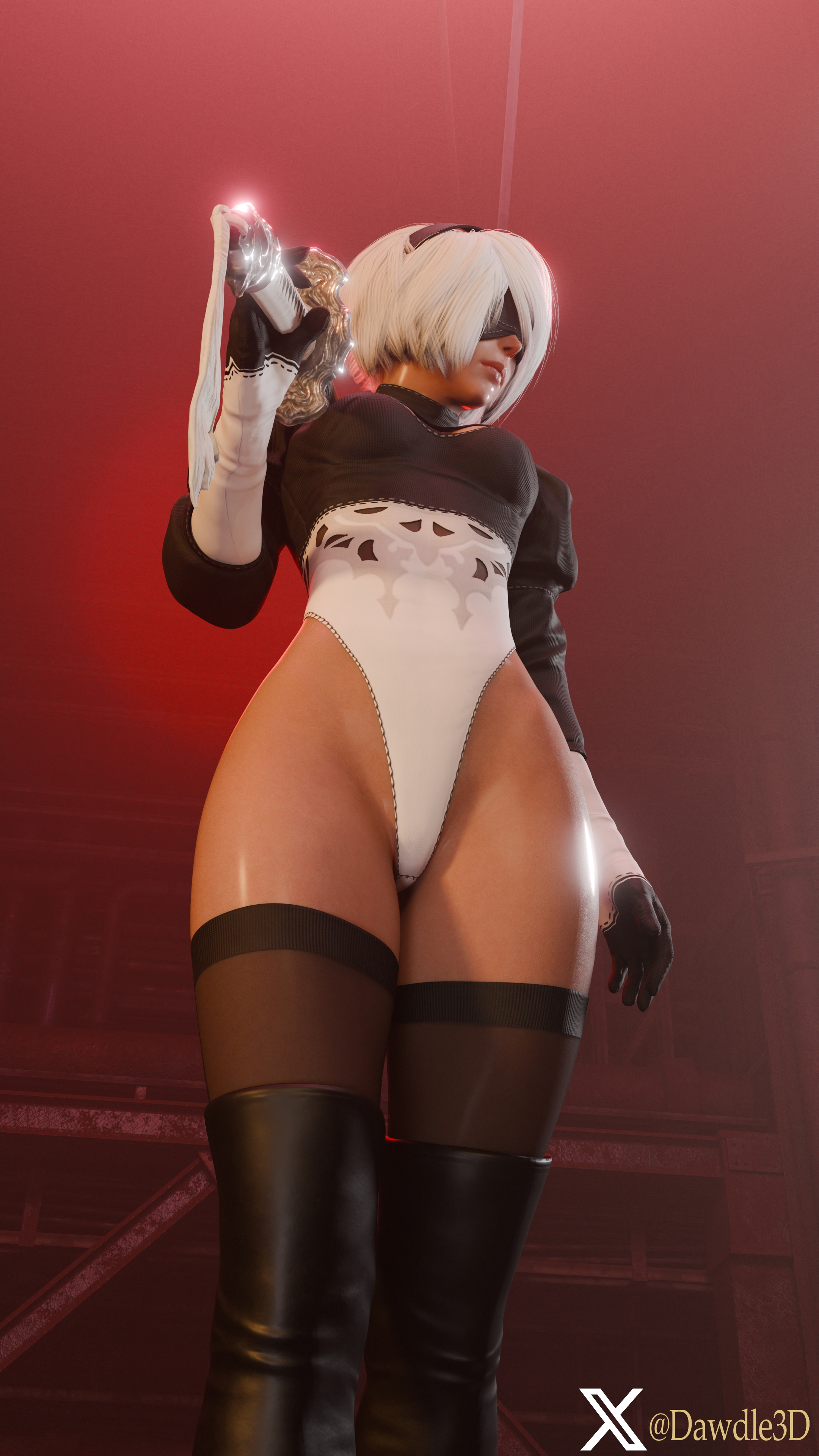 YoRHa 2B Nier Automata 2b Yorha2b Yorha 2b 3d Porn Blindfolded High Heels Nude 11