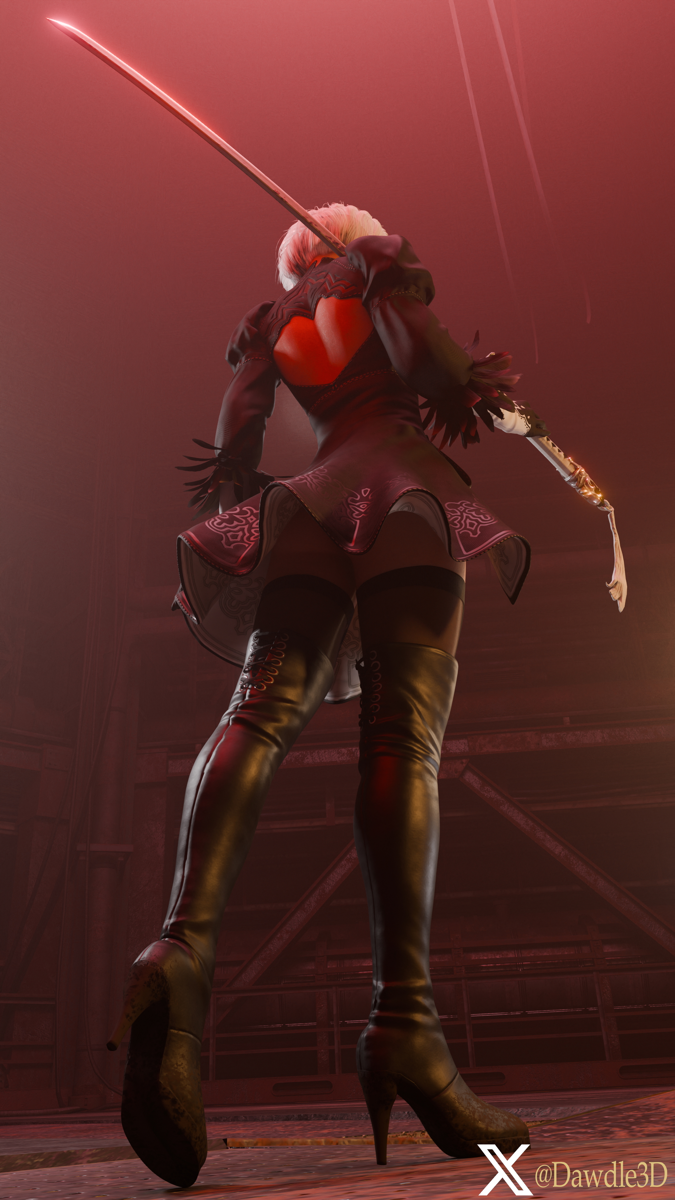 YoRHa 2B Nier Automata 2b Yorha2b Yorha 2b 3d Porn Blindfolded High Heels Nude 13