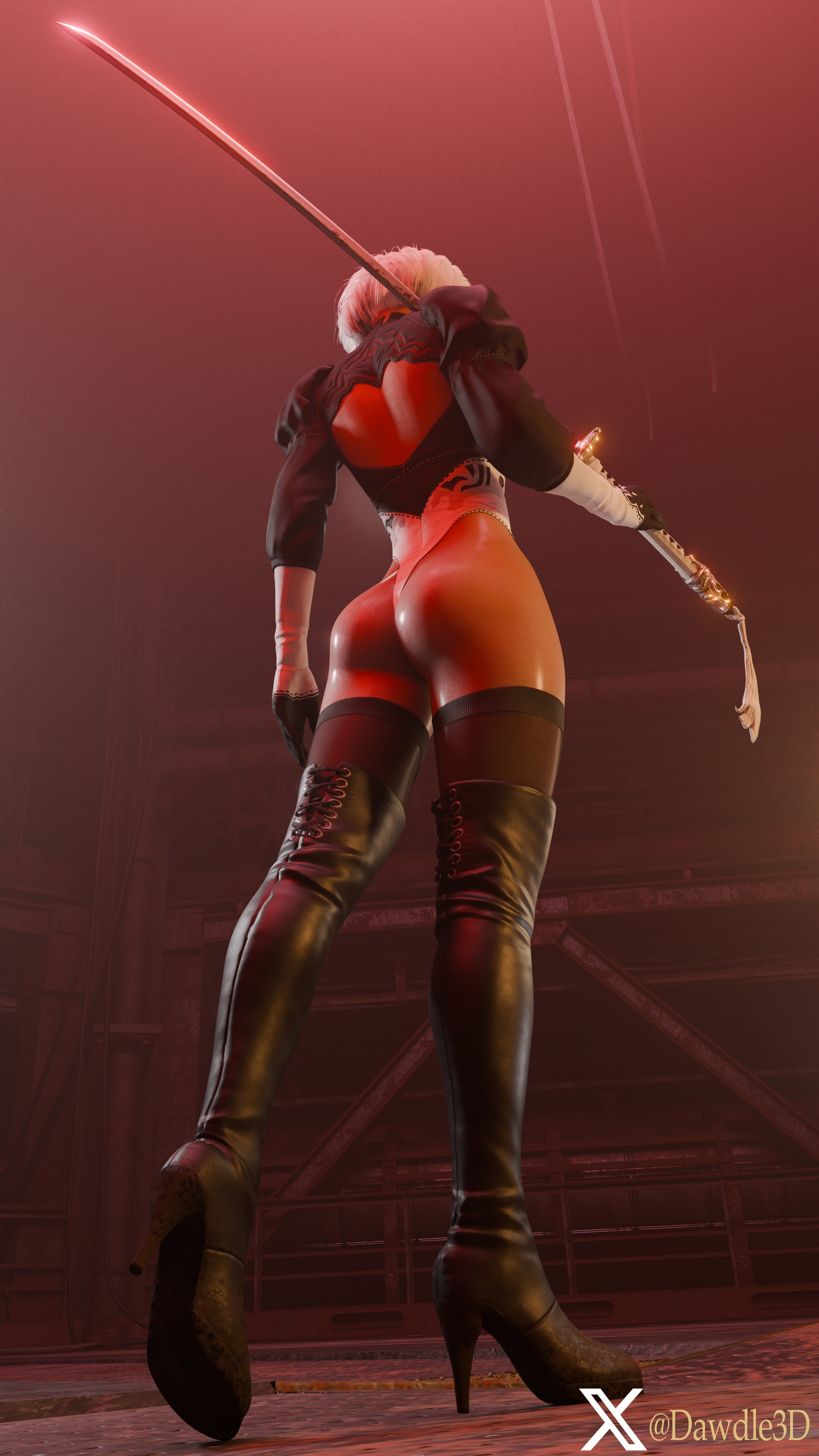 YoRHa 2B Nier Automata 2b Yorha2b Yorha 2b 3d Porn Blindfolded High Heels Nude 14
