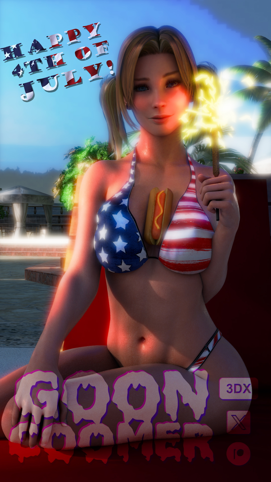Happy 4th of July! Tina Armstrong Dead Or Alive Pool Holiday