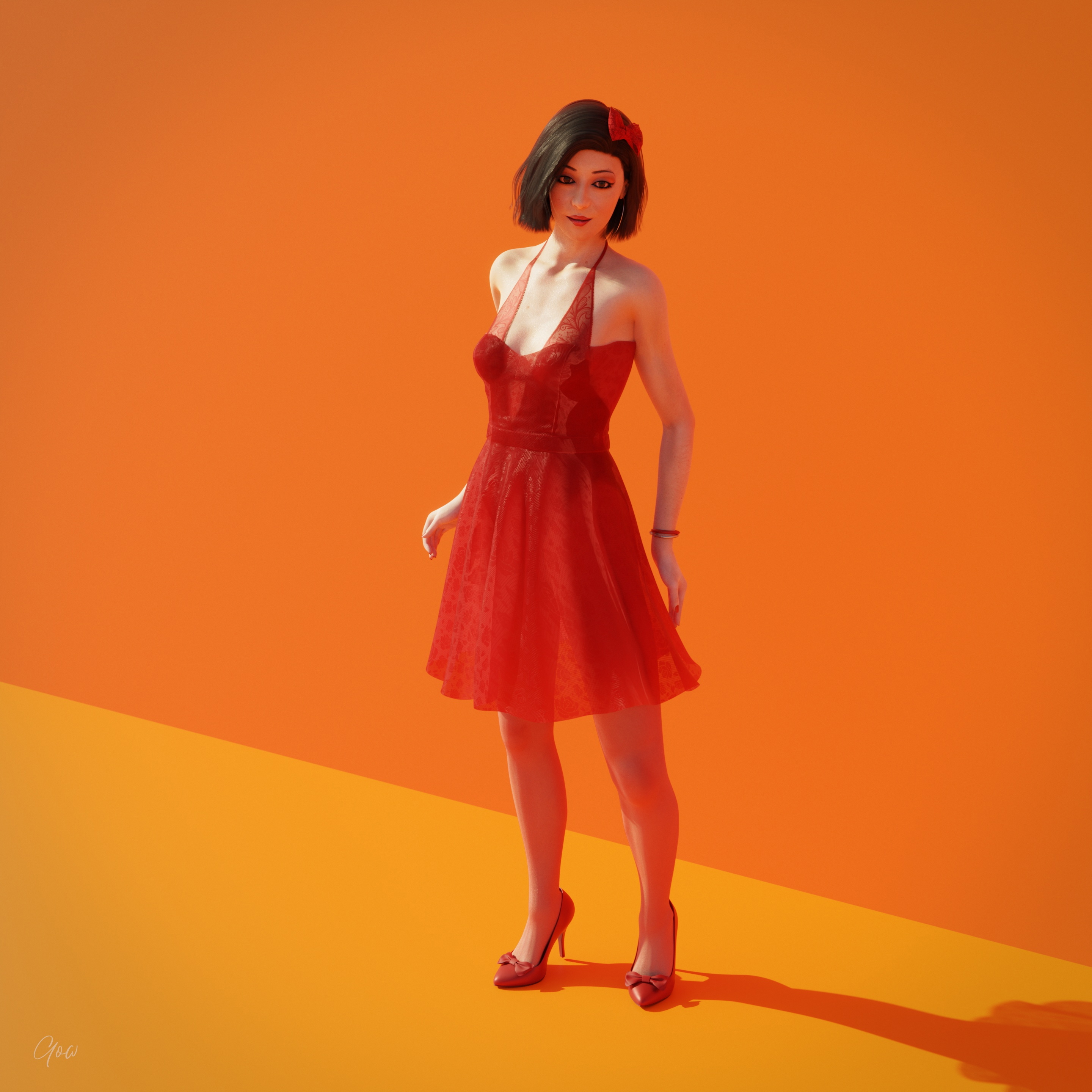 Original Red - Part One and Two Orange Original Character Lady Natural Boobs Natural Tits Photoshoot Brunette Pantyhose Dress Party Dress Skirt Upskirt Orgasm Squirting High Heels Legs Spread Legs Bodysuit Body Standing