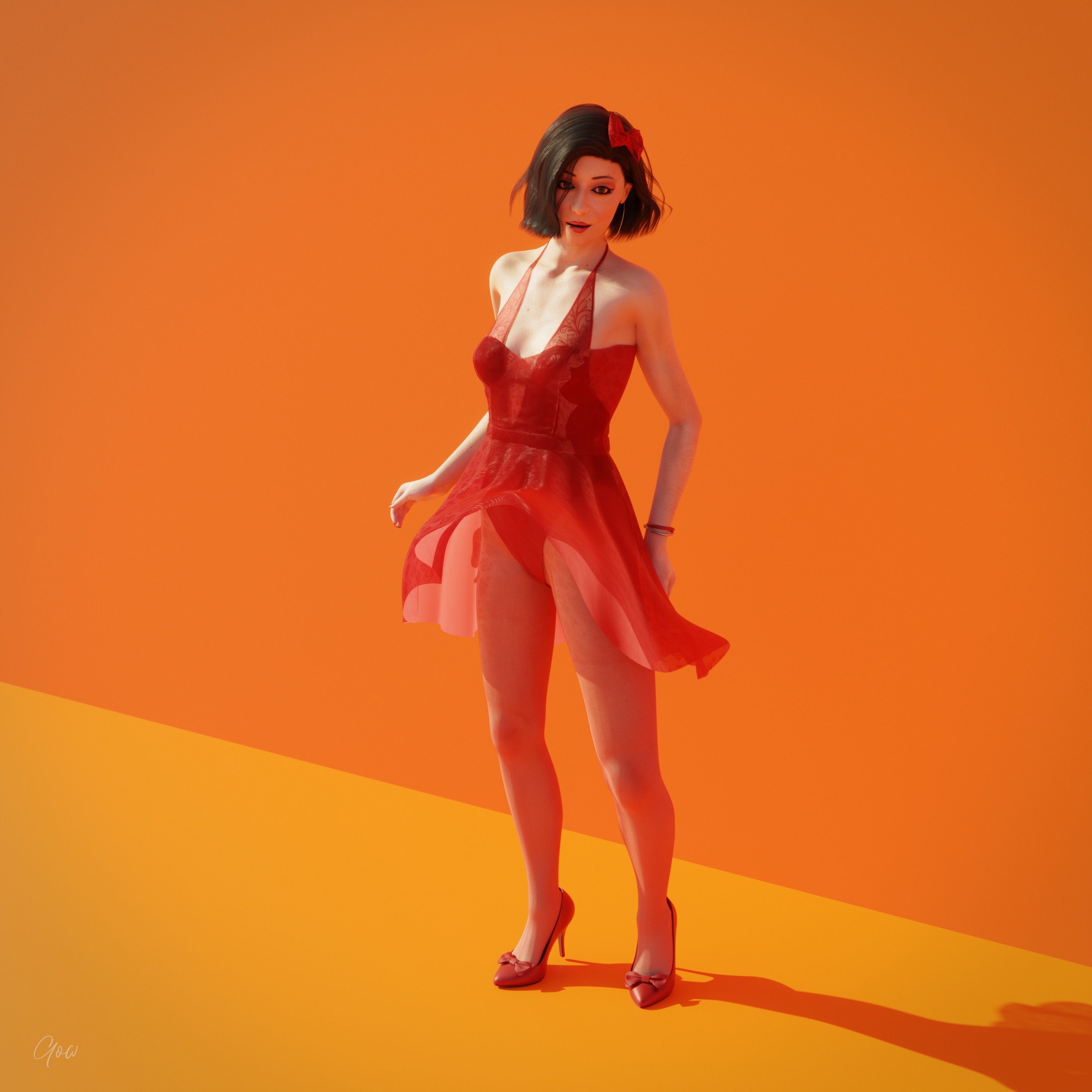 Original Red - Part One and Two Orange Original Character Lady Natural Boobs Natural Tits Photoshoot Brunette Pantyhose Dress Party Dress Skirt Upskirt Orgasm Squirting High Heels Legs Spread Legs Bodysuit Body Standing 4
