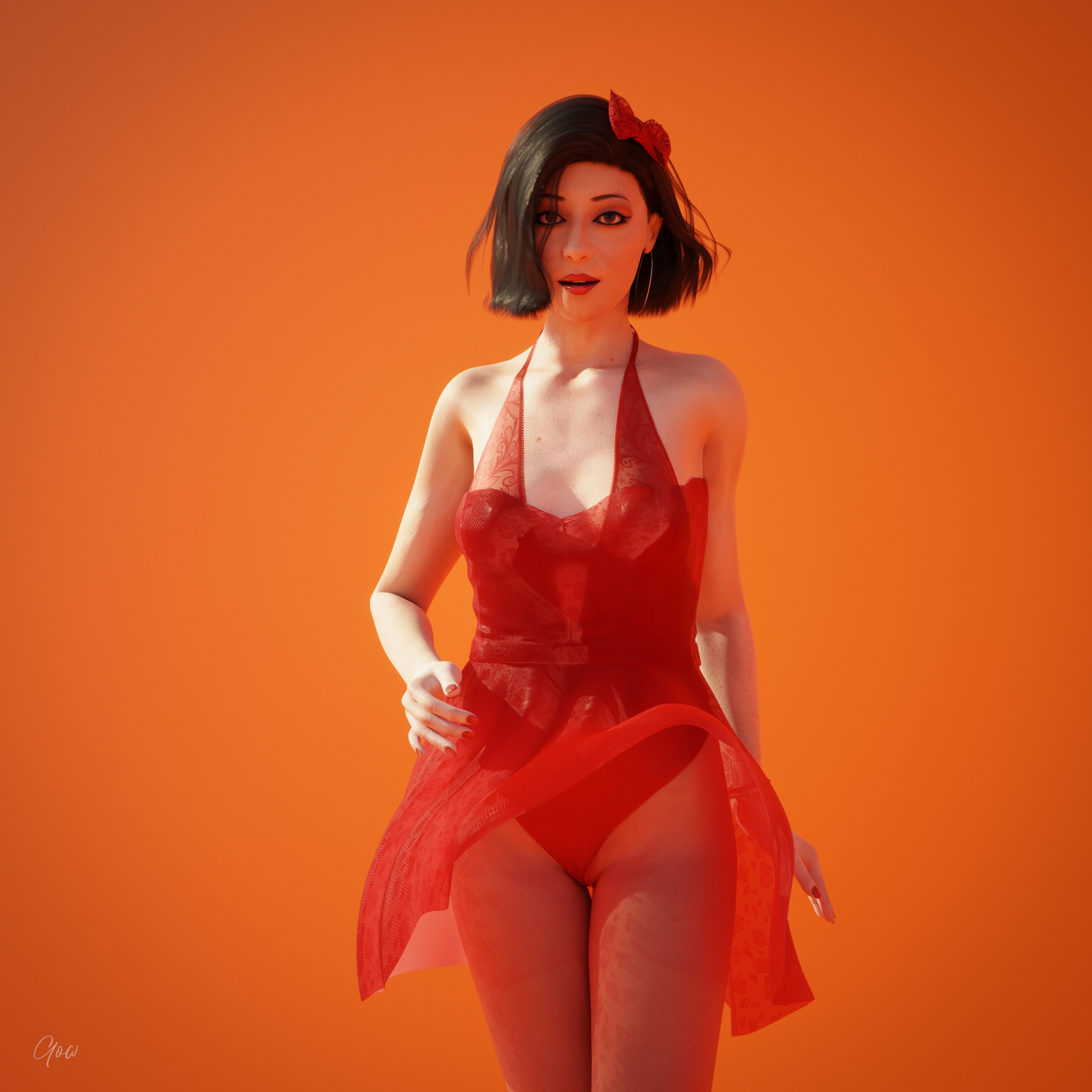Original Red - Part One and Two Orange Original Character Lady Natural Boobs Natural Tits Photoshoot Brunette Pantyhose Dress Party Dress Skirt Upskirt Orgasm Squirting High Heels Legs Spread Legs Bodysuit Body Standing 5