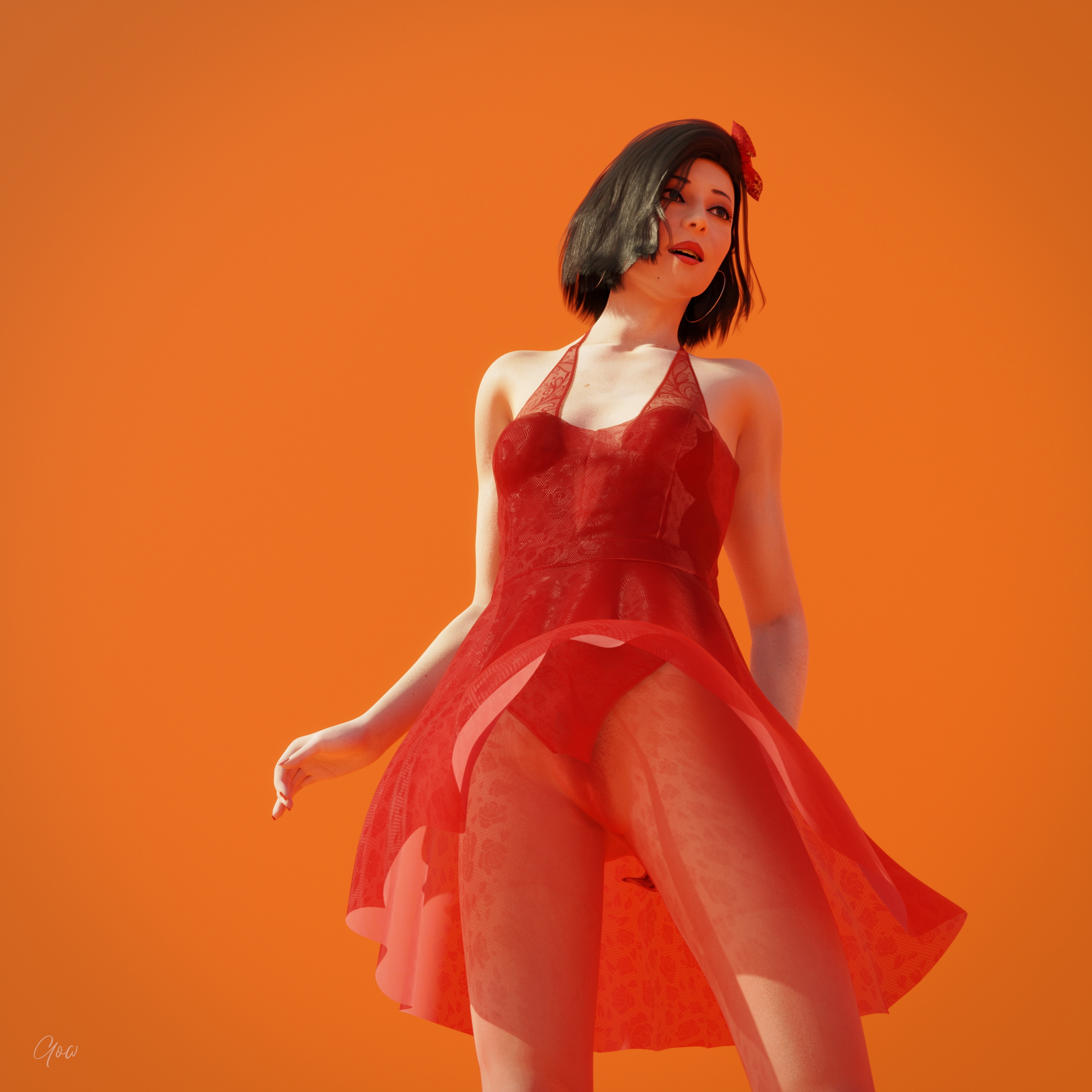 Original Red - Part One and Two Orange Original Character Lady Natural Boobs Natural Tits Photoshoot Brunette Pantyhose Dress Party Dress Skirt Upskirt Orgasm Squirting High Heels Legs Spread Legs Bodysuit Body Standing 9