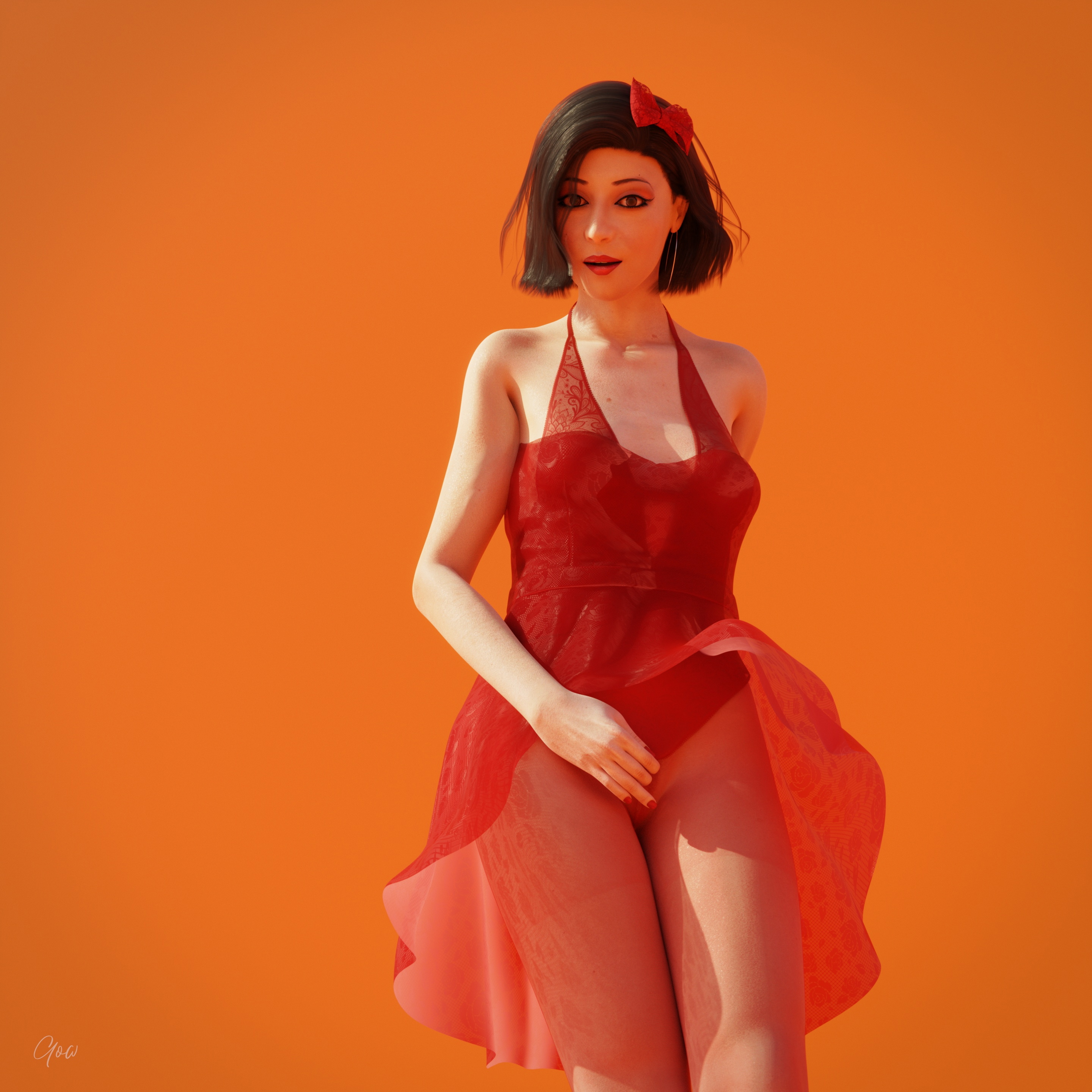 Original Red - Part One and Two Orange Original Character Lady Natural Boobs Natural Tits Photoshoot Brunette Pantyhose Dress Party Dress Skirt Upskirt Orgasm Squirting High Heels Legs Spread Legs Bodysuit Body Standing 10