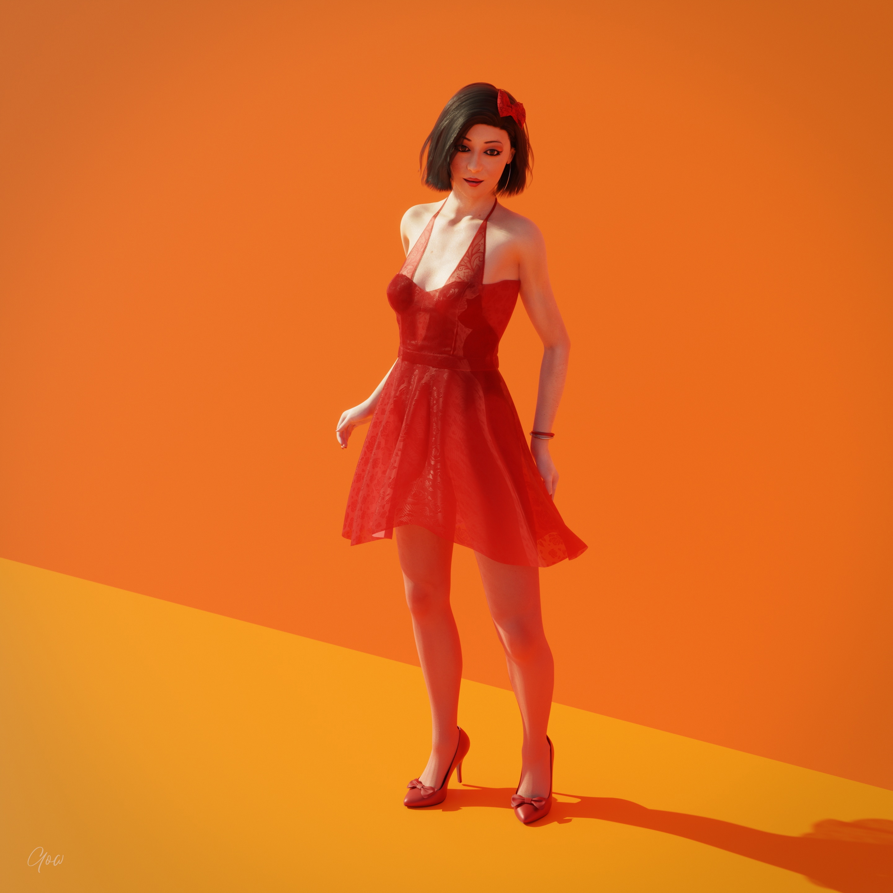 Original Red - Part One and Two Orange Original Character Lady Natural Boobs Natural Tits Photoshoot Brunette Pantyhose Dress Party Dress Skirt Upskirt Orgasm Squirting High Heels Legs Spread Legs Bodysuit Body Standing 13