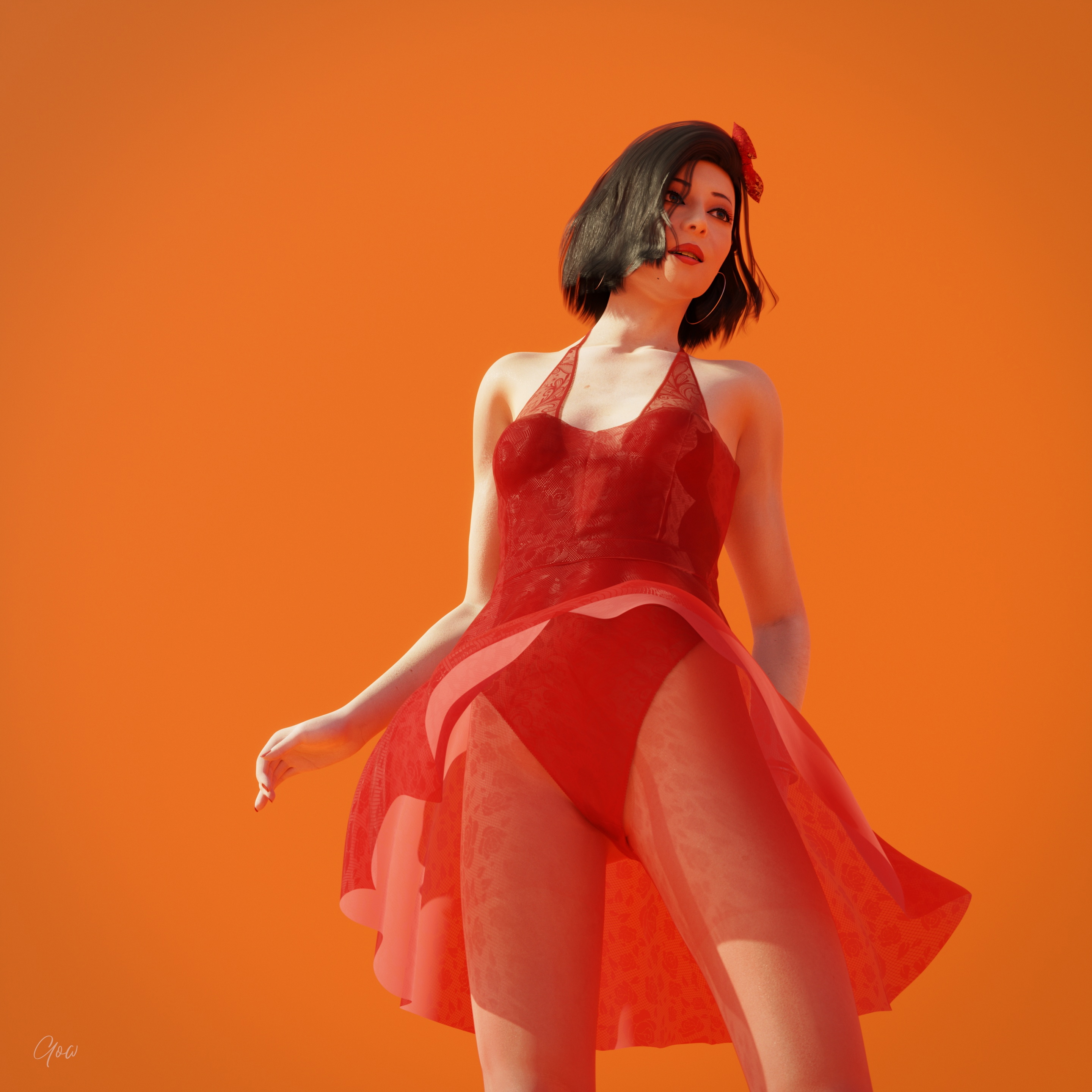 Original Red - Part One and Two Orange Original Character Lady Natural Boobs Natural Tits Photoshoot Brunette Pantyhose Dress Party Dress Skirt Upskirt Orgasm Squirting High Heels Legs Spread Legs Bodysuit Body Standing 14