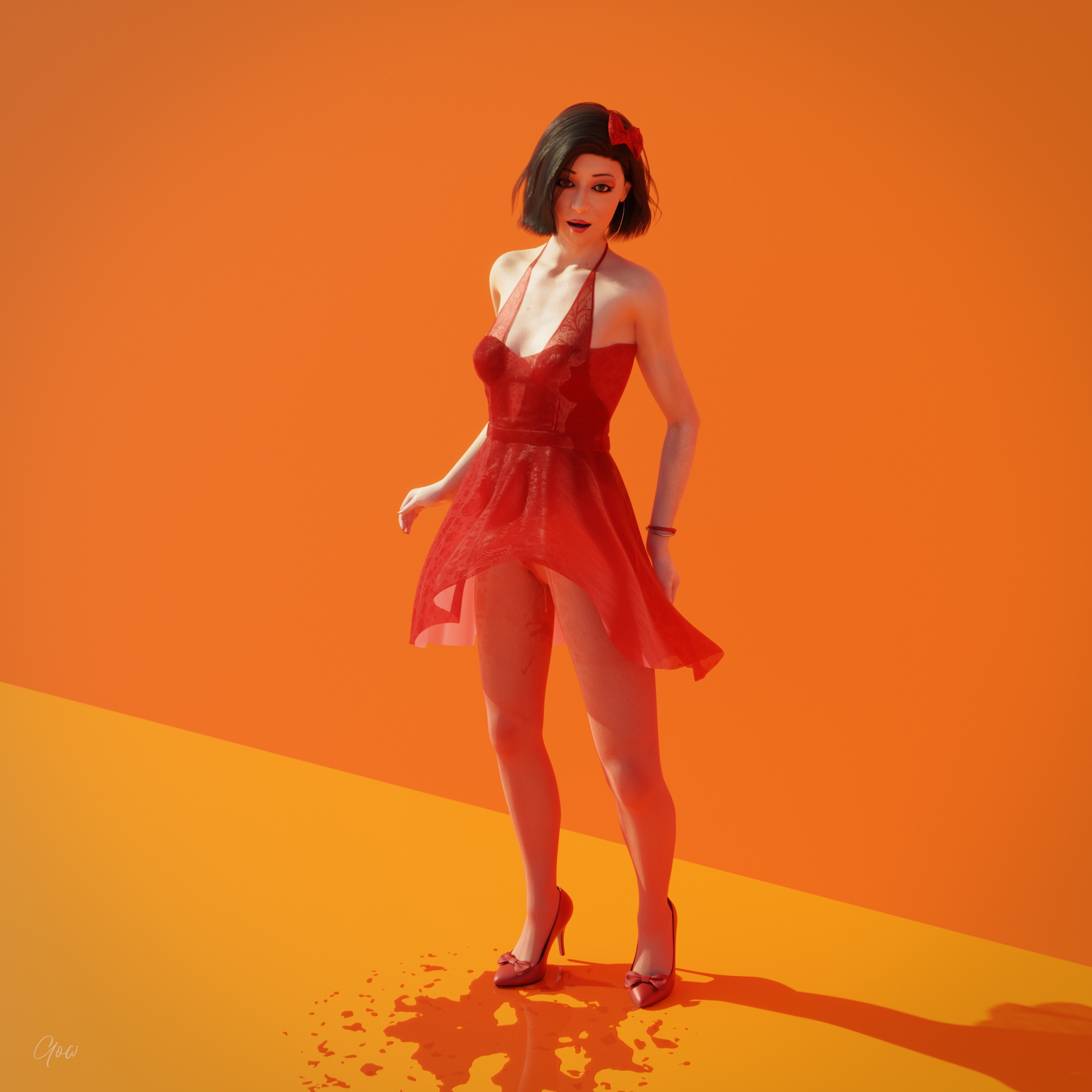 Original Red - Part One and Two Orange Original Character Lady Natural Boobs Natural Tits Photoshoot Brunette Pantyhose Dress Party Dress Skirt Upskirt Orgasm Squirting High Heels Legs Spread Legs Bodysuit Body Standing 20