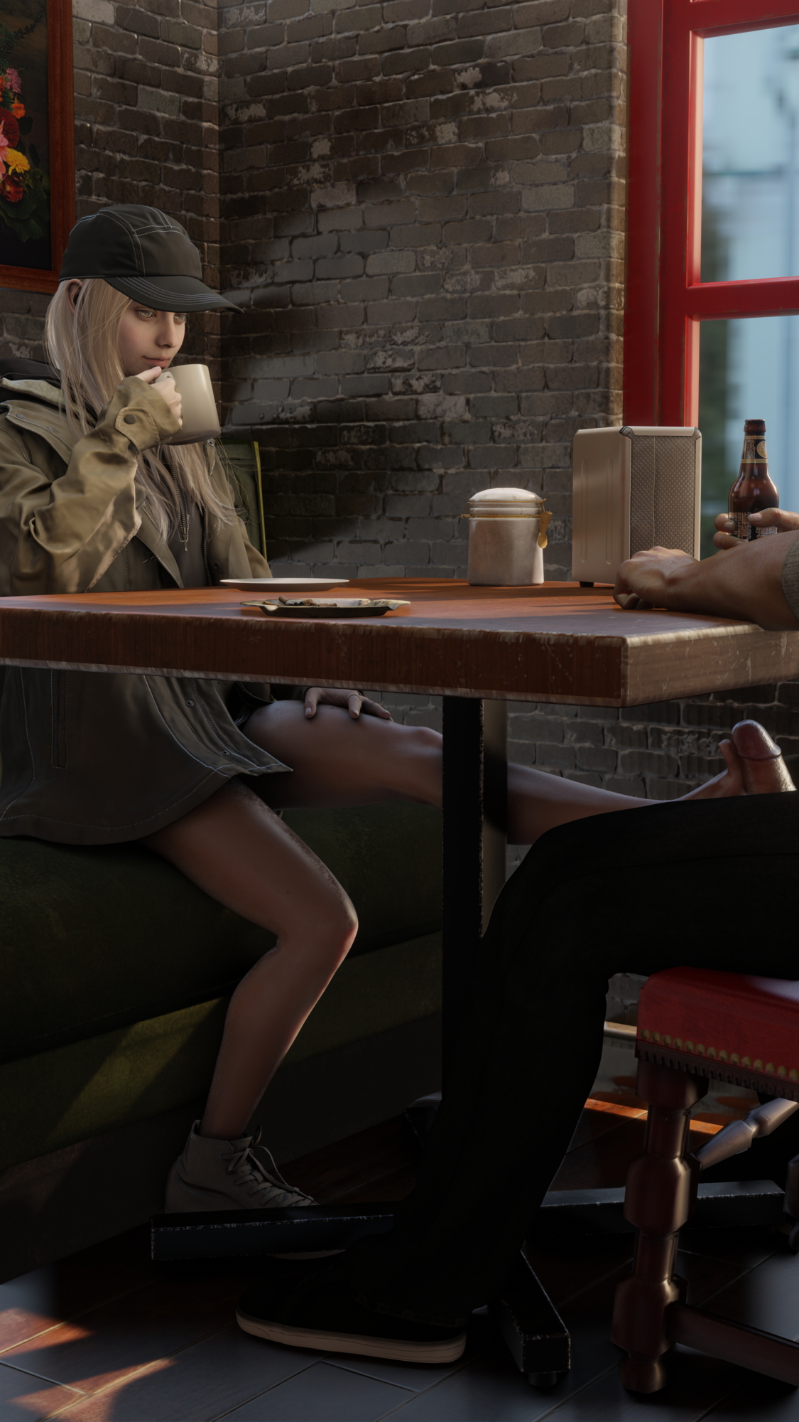 Rose being a bad girl in cafe Rosemary Resident Evil Resident Evil 8: Village  4
