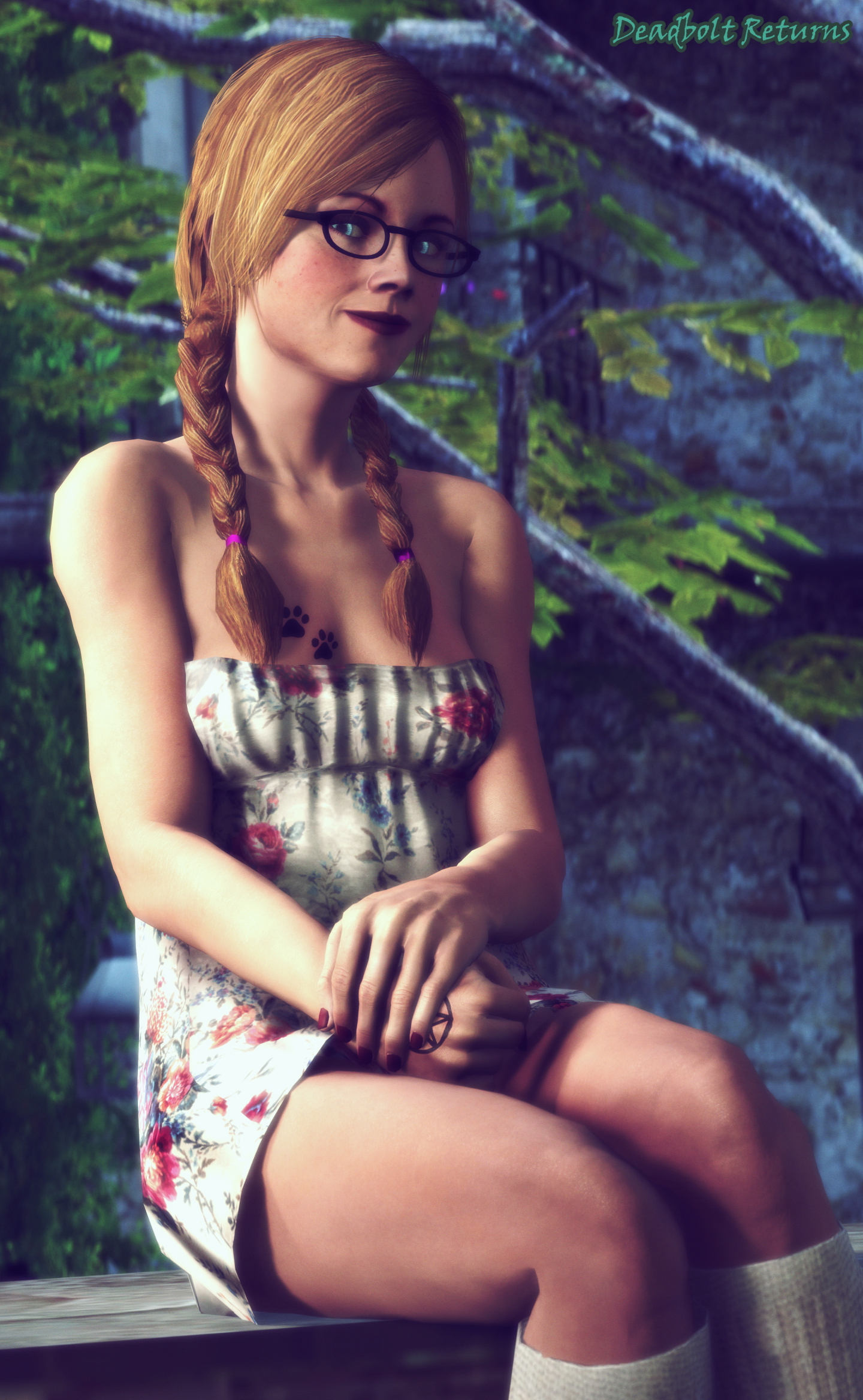 Astrid Sage Floral Dress Photoshoot  Original Character Original Series Sfm Source Filmmaker 3d Porn 3dnsfw Nudity Pinup Solo