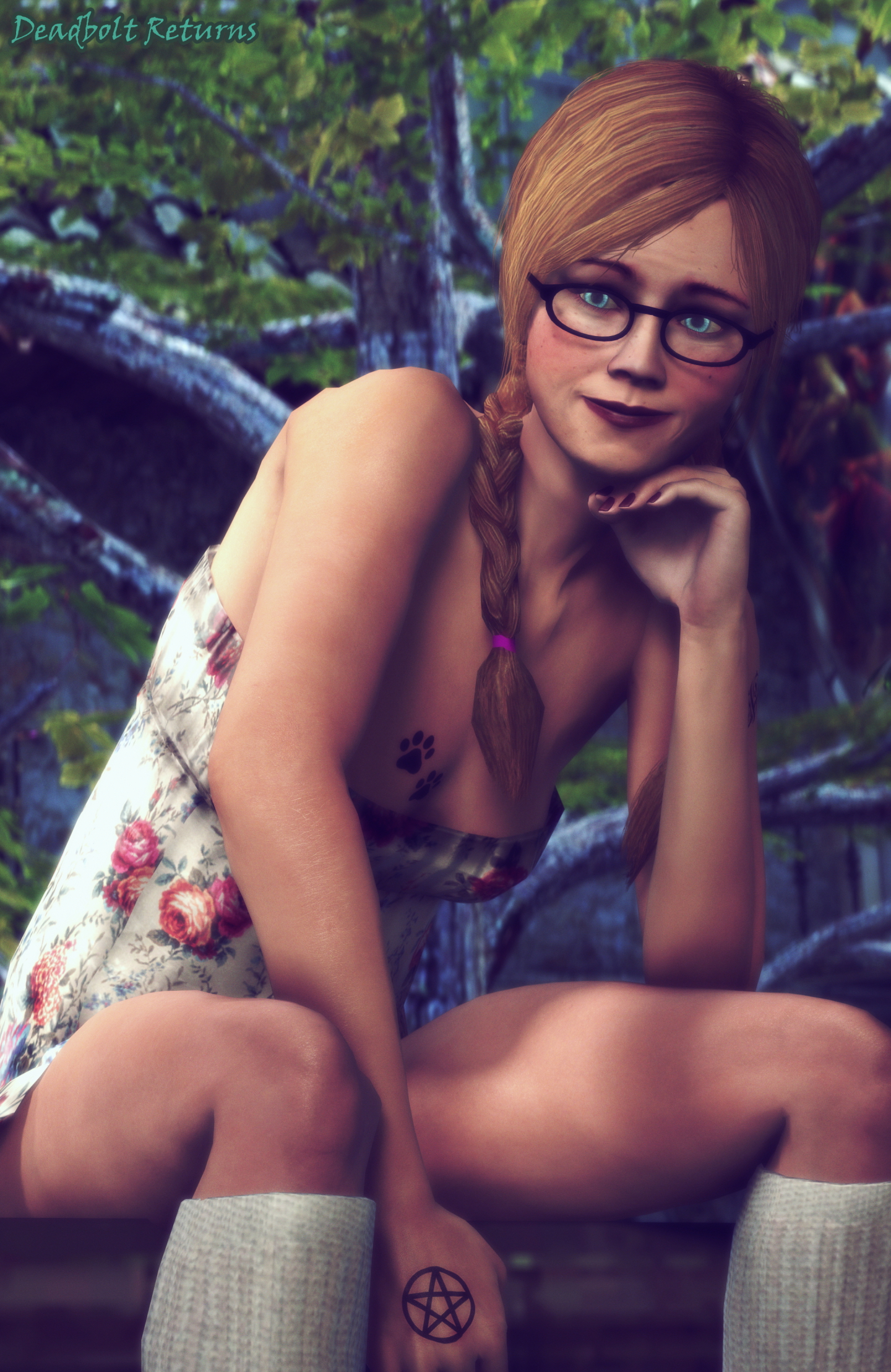 Astrid Sage Floral Dress Photoshoot  Original Character Original Series Sfm Source Filmmaker 3d Porn 3dnsfw Nudity Pinup Solo 3