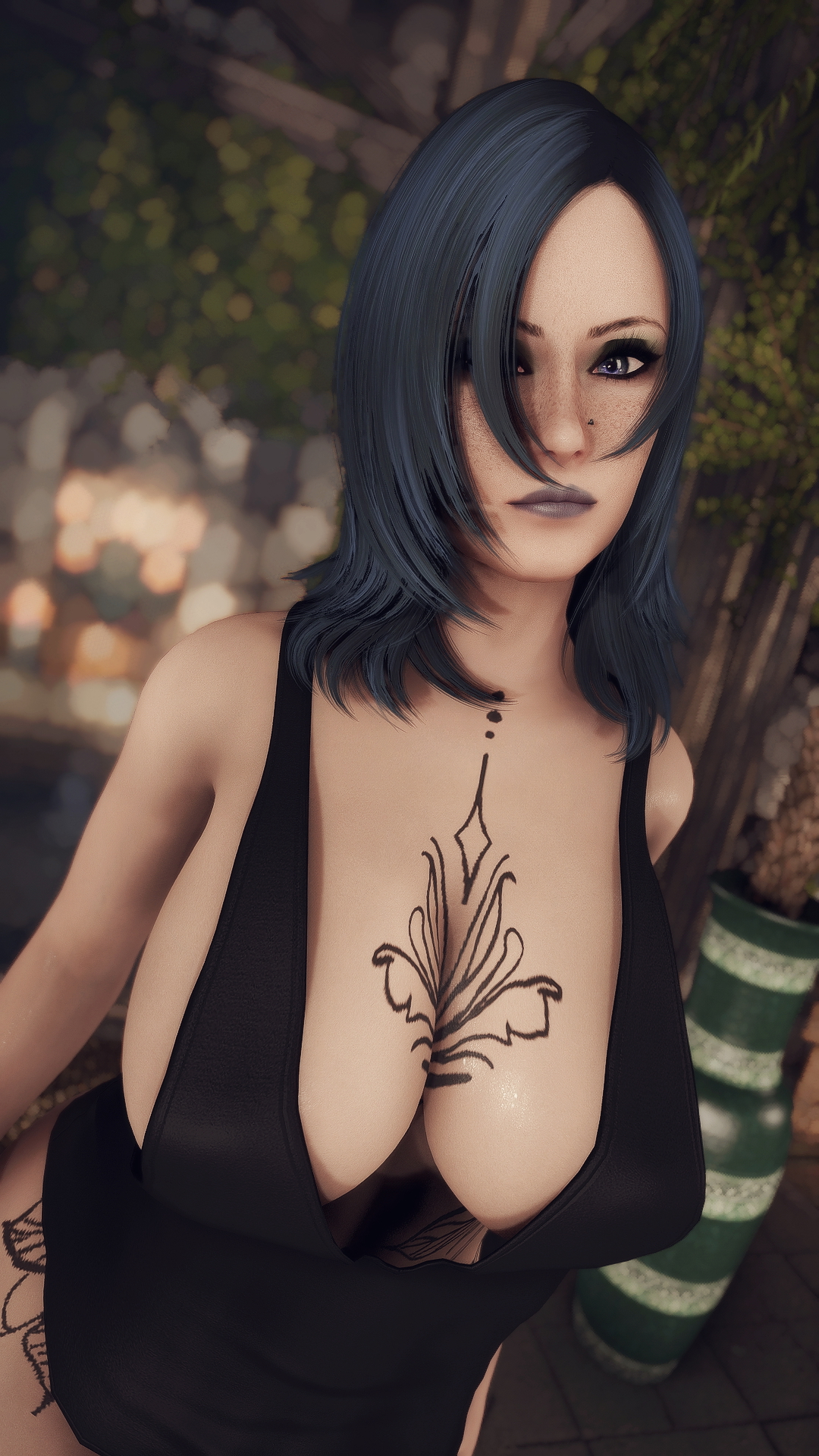 Jill - WIP Skyrim Original Character Big Tits Tattoo Piercing Sexy Blue Hair Big Ass 3