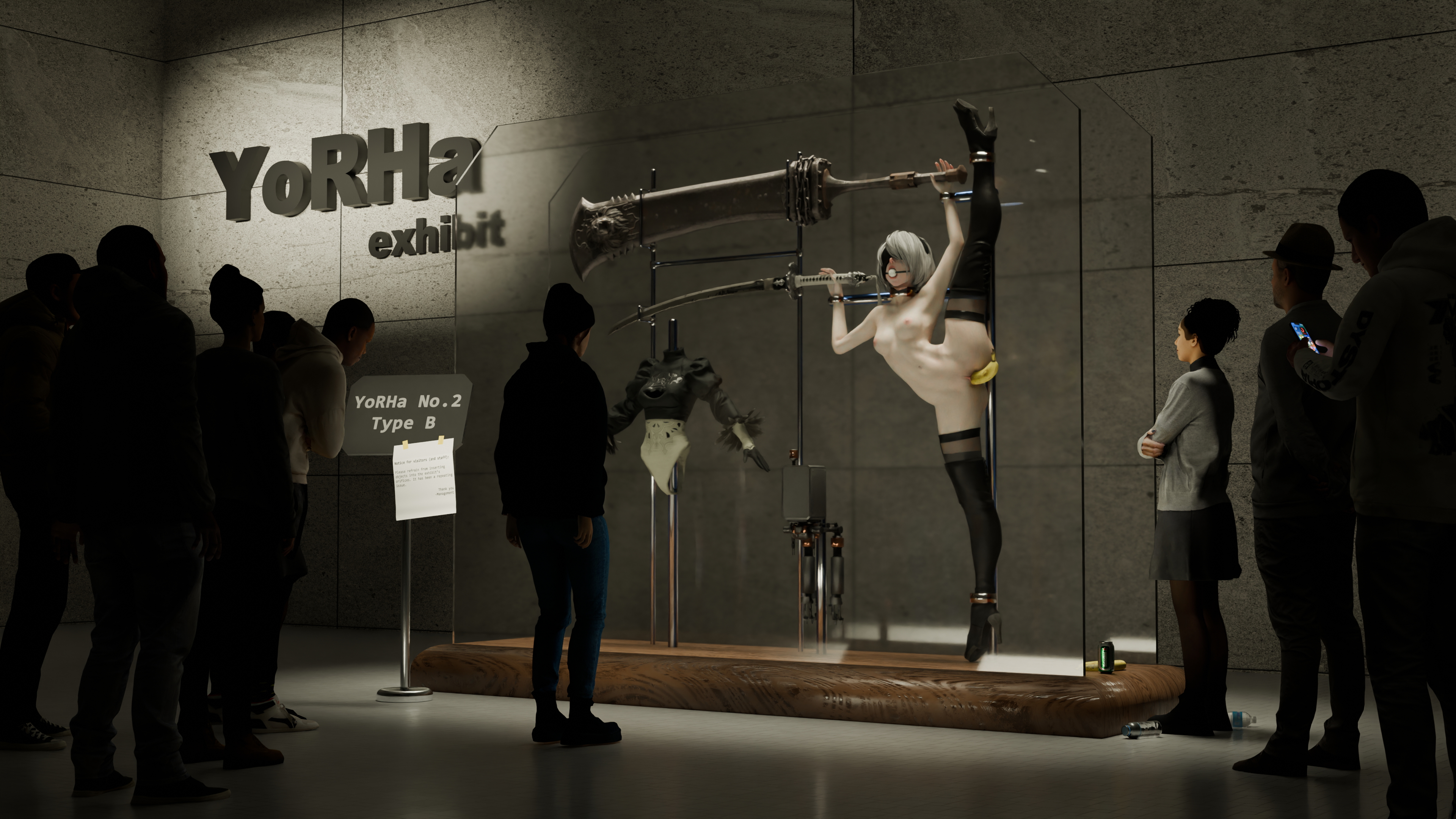 YoRHa exhibit Yorha2b Nier Automata Exhibitionism Enf Nude 3d Girl Bound Bdsm