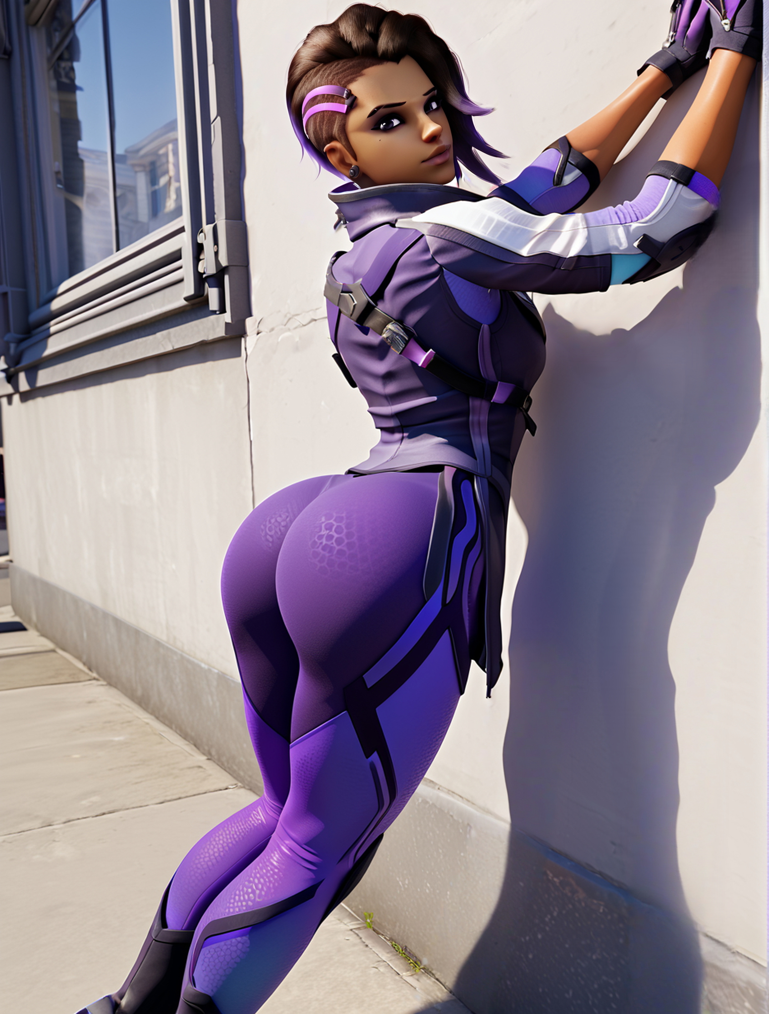 sombra Overwatch Sombra Ass Bodysuit Posing
