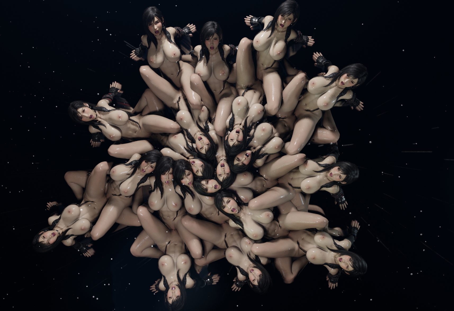 Twenty Tifas Tribbing Together Tifa Lockhart Tifa Final Fantasy Final Fantasy 7 Remake Final Fantasy VII Selfcest Orgy Group Sex Scissoring Tribbing