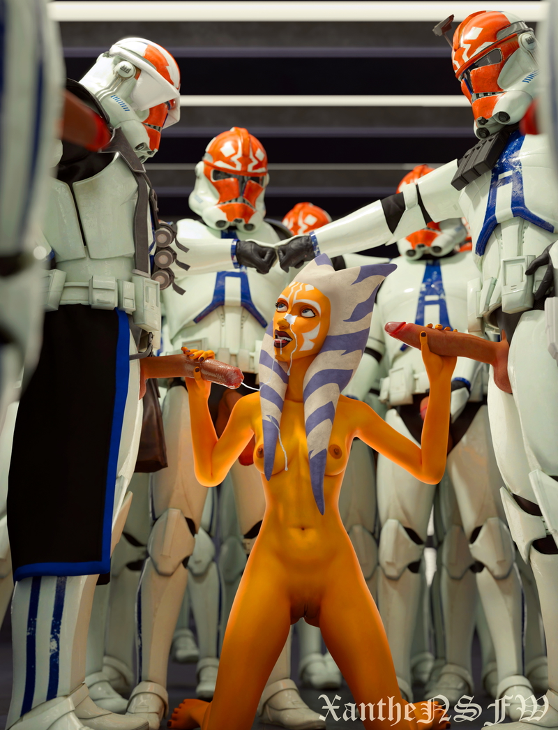 Ahsoka Tano services several clone troopers