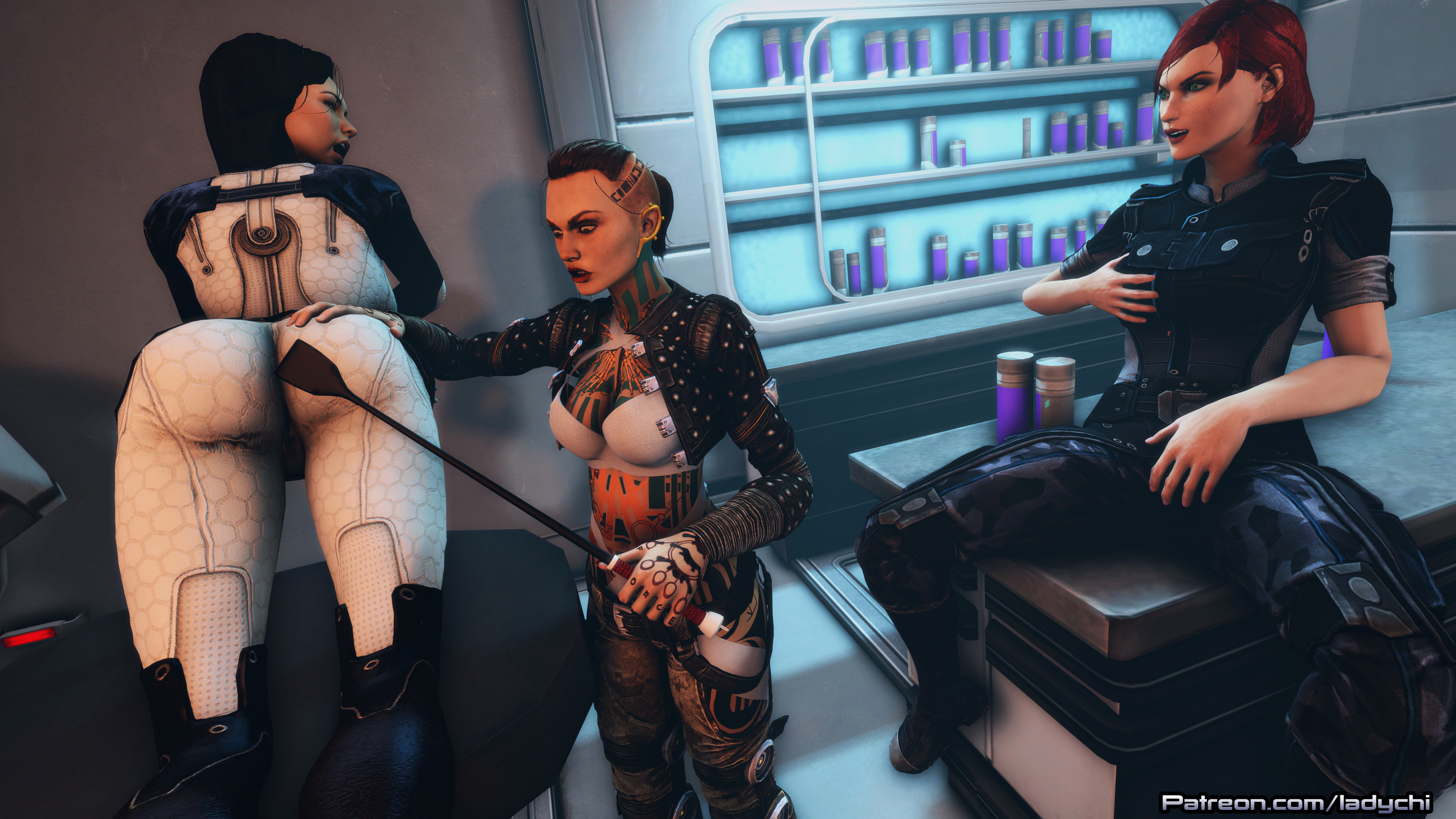 Miranda punished for being a slut...as usual! Mass Effect Commander Shepard Miranda Lawson Jack Tattoo Pussy Lesbians Cum Sfm Videogame Lesbian 3