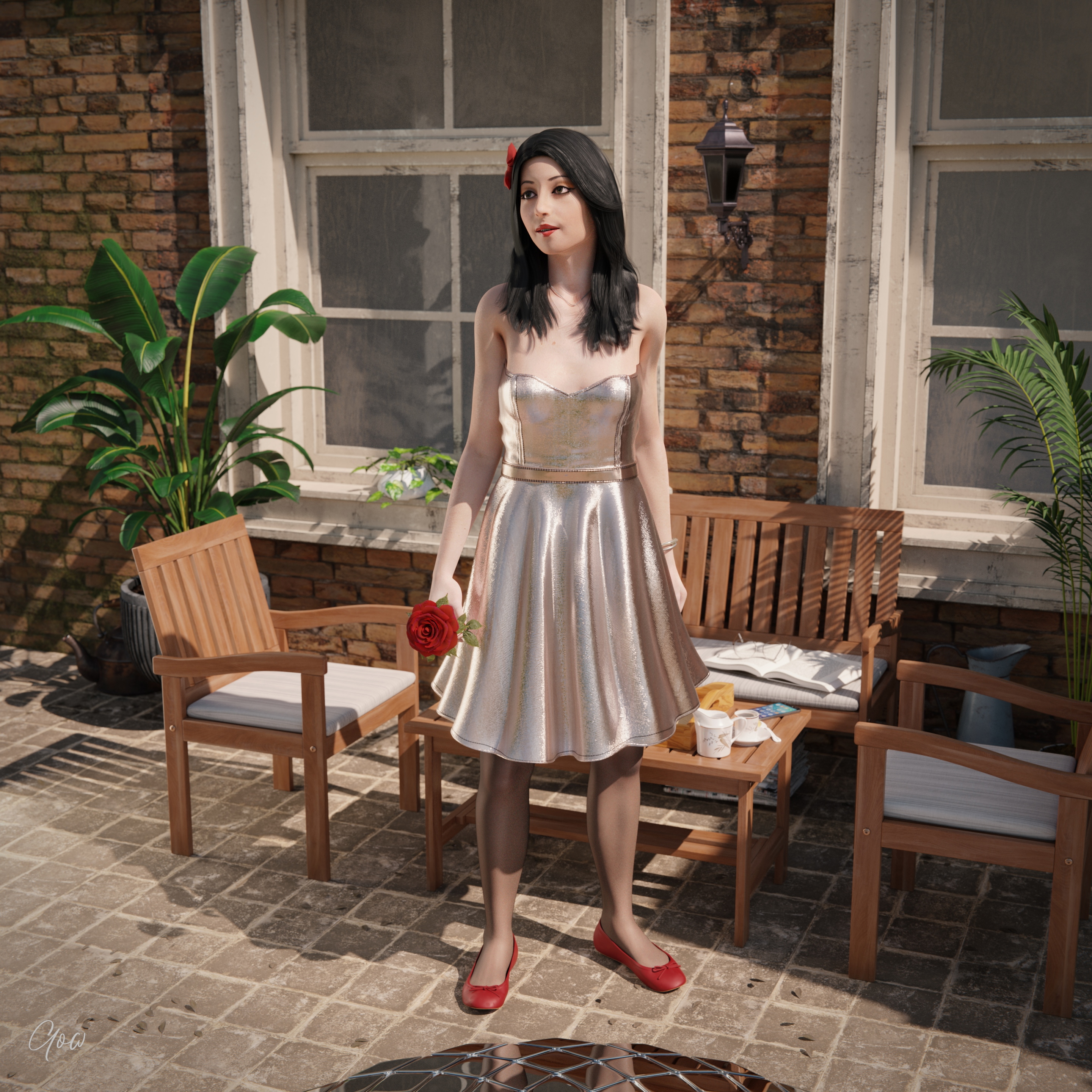 Toys from the future: A magic mirror that shows the future.   Outdoor Upskirt Cosplay Party Dress Clothed Pantyhose No Panties Mirror Garden Sexy Brunette Milf Wet Pussy Cum Drip Nylon Fantasy Toy Magic Sexy Legs Spread Legs Nsfw
