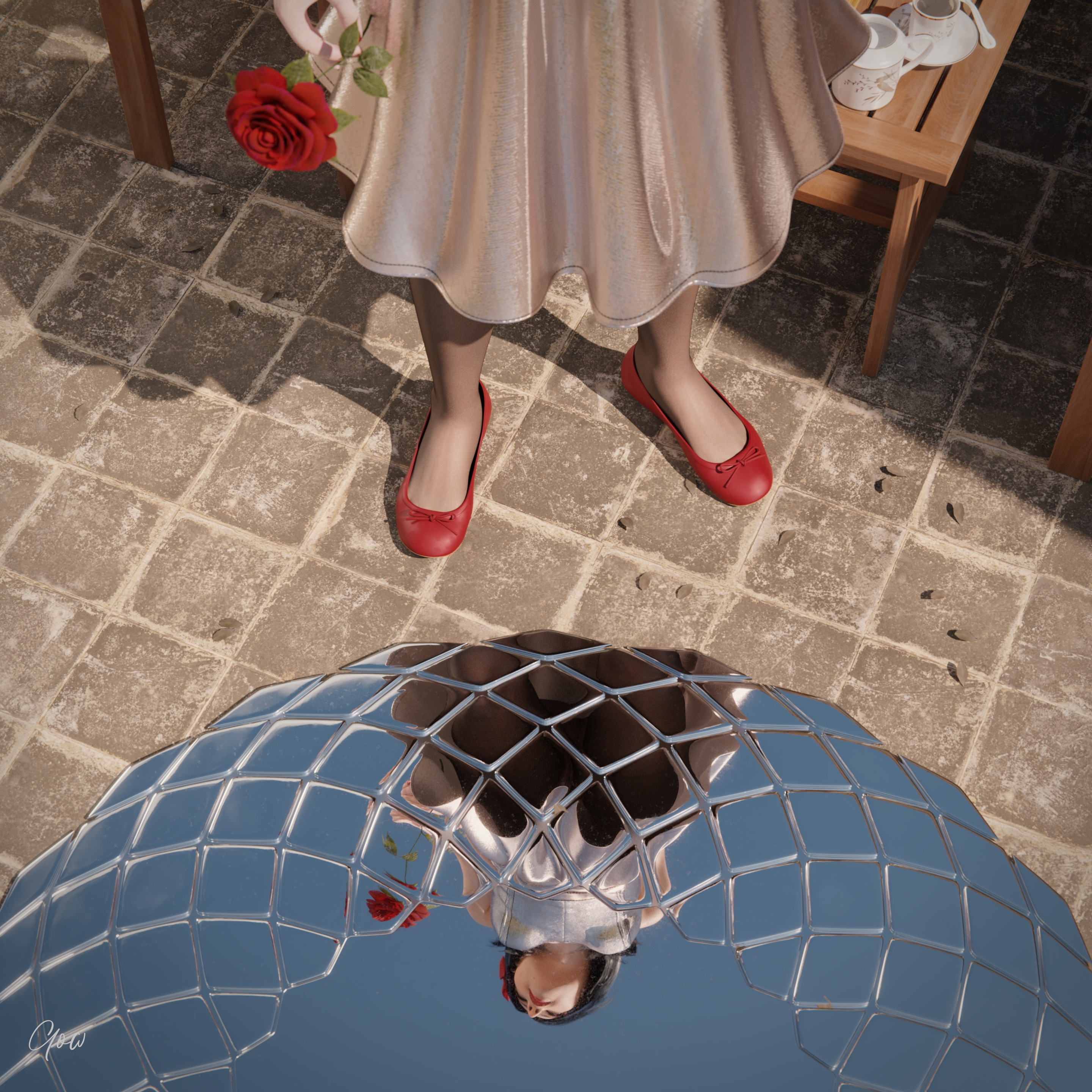 Toys from the future: A magic mirror that shows the future.   Outdoor Upskirt Cosplay Party Dress Clothed Pantyhose No Panties Mirror Garden Sexy Brunette Milf Wet Pussy Cum Drip Nylon Fantasy Toy Magic Sexy Legs Spread Legs Nsfw 2
