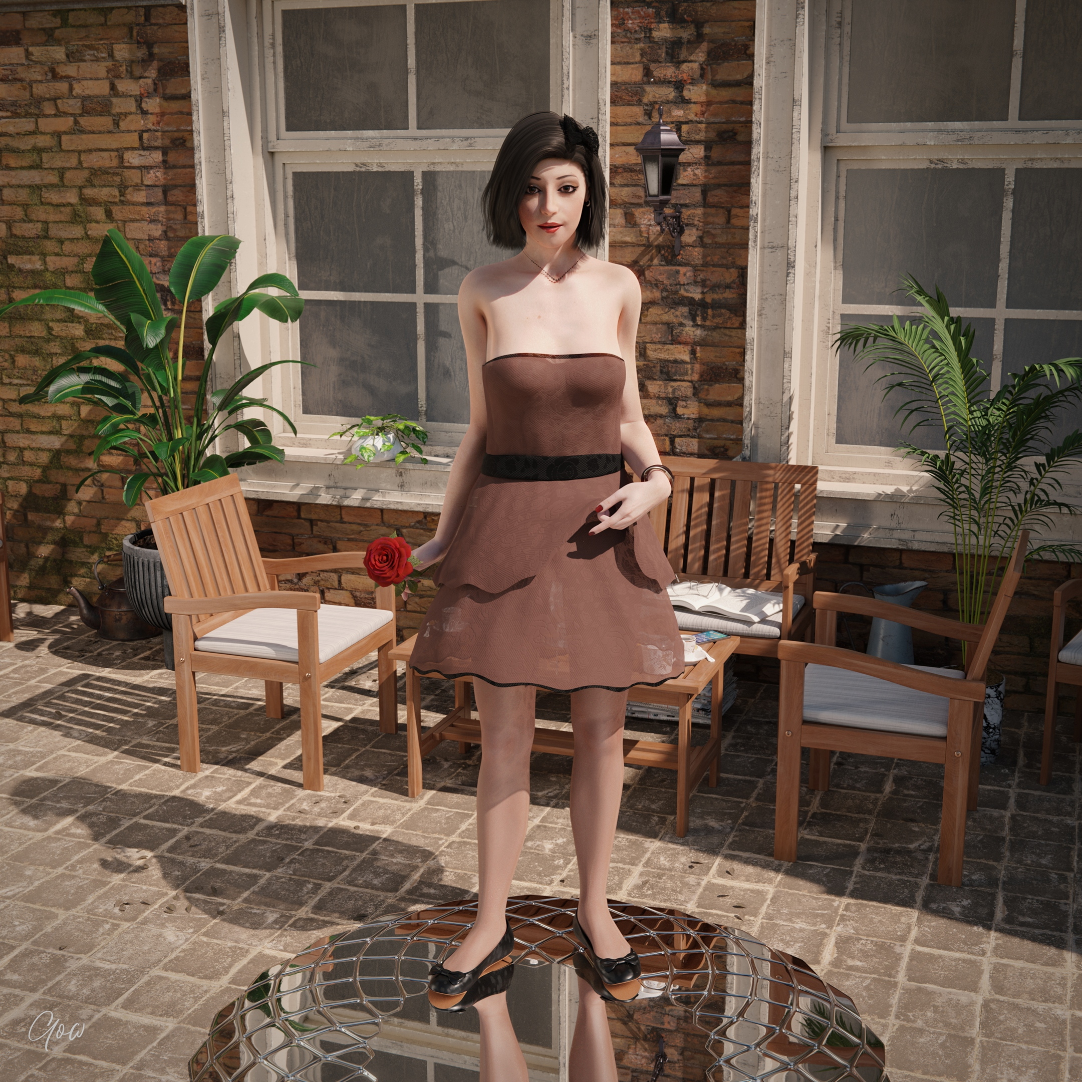 Toys from the future: A magic mirror that shows the future. (Pt2)  Outdoor Upskirt Cosplay Party Dress Clothed Pantyhose No Panties Mirror Garden Sexy Brunette Milf Wet Pussy Cum Drip Nylon Fantasy Toy Magic Sexy Legs Spread Legs Nsfw 2