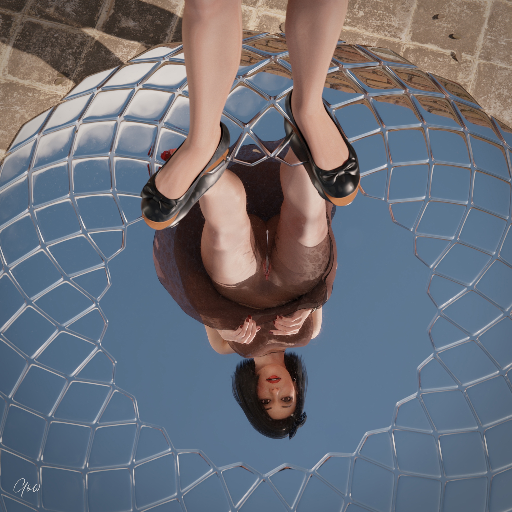 Toys from the future: A magic mirror that shows the future. (Pt2)  Outdoor Upskirt Cosplay Party Dress Clothed Pantyhose No Panties Mirror Garden Sexy Brunette Milf Wet Pussy Cum Drip Nylon Fantasy Toy Magic Sexy Legs Spread Legs Nsfw 3