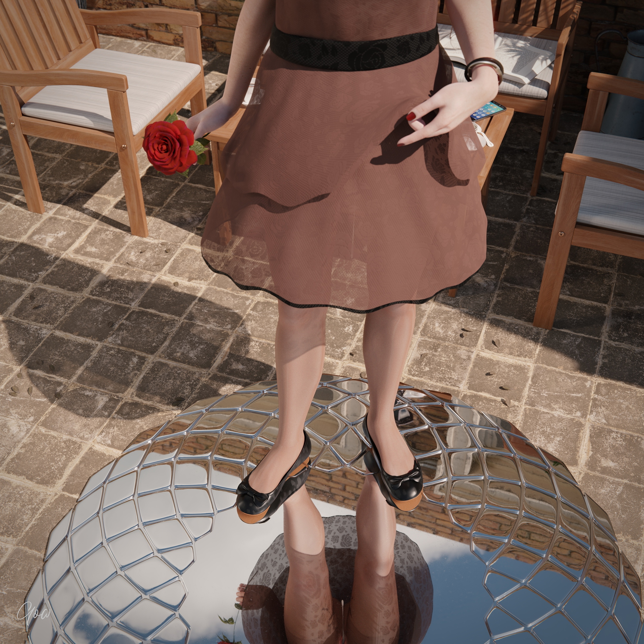 Toys from the future: A magic mirror that shows the future. (Pt2)  Outdoor Upskirt Cosplay Party Dress Clothed Pantyhose No Panties Mirror Garden Sexy Brunette Milf Wet Pussy Cum Drip Nylon Fantasy Toy Magic Sexy Legs Spread Legs Nsfw 5