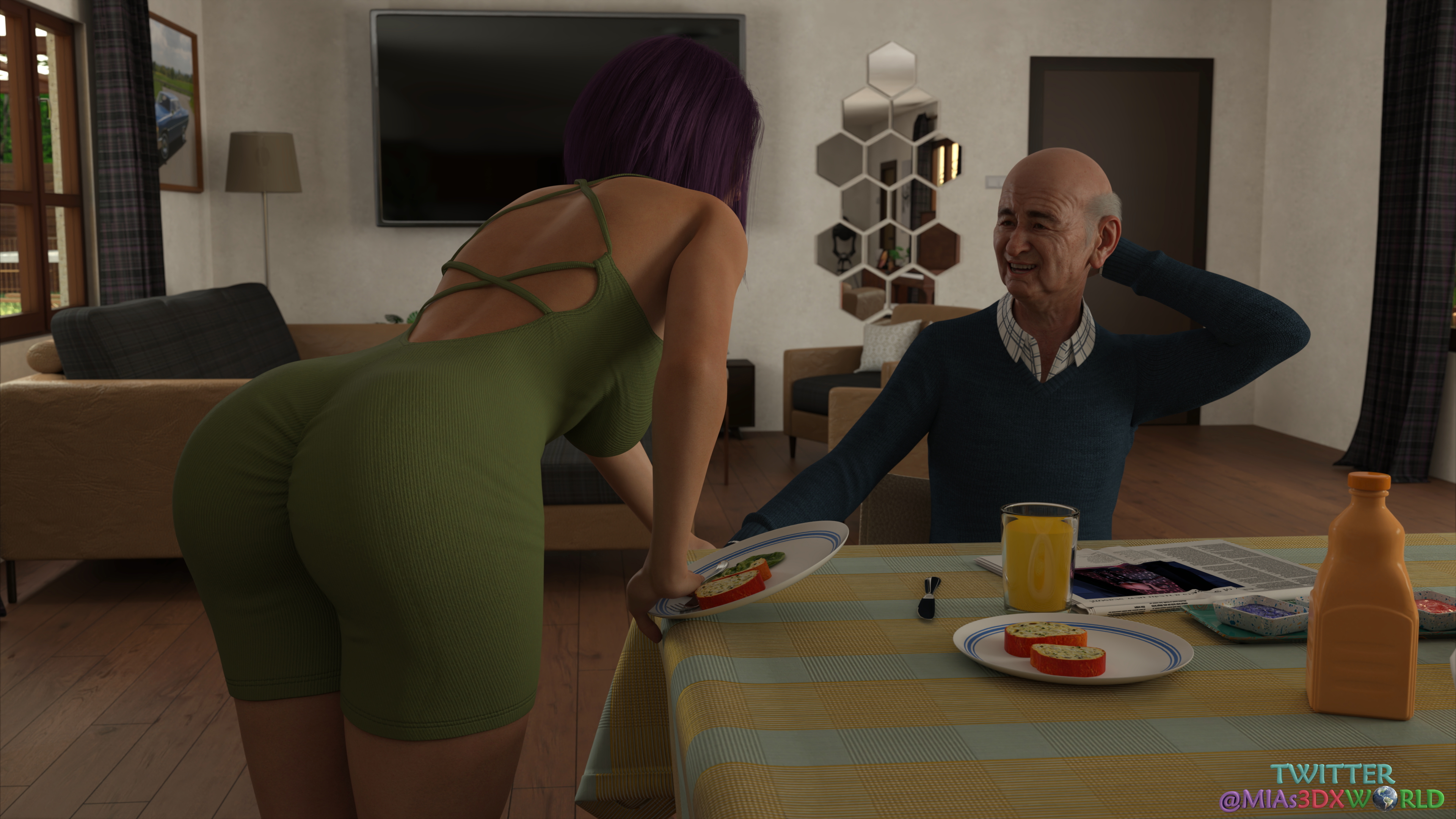 Claire surprises old grandpa with a blowjob under the table [Temptation Series] Original Claire Original Character Original Series Short Hair Blowjob Hot Sucking Cock Deep throat Huge Ass Ass Big Ass 2