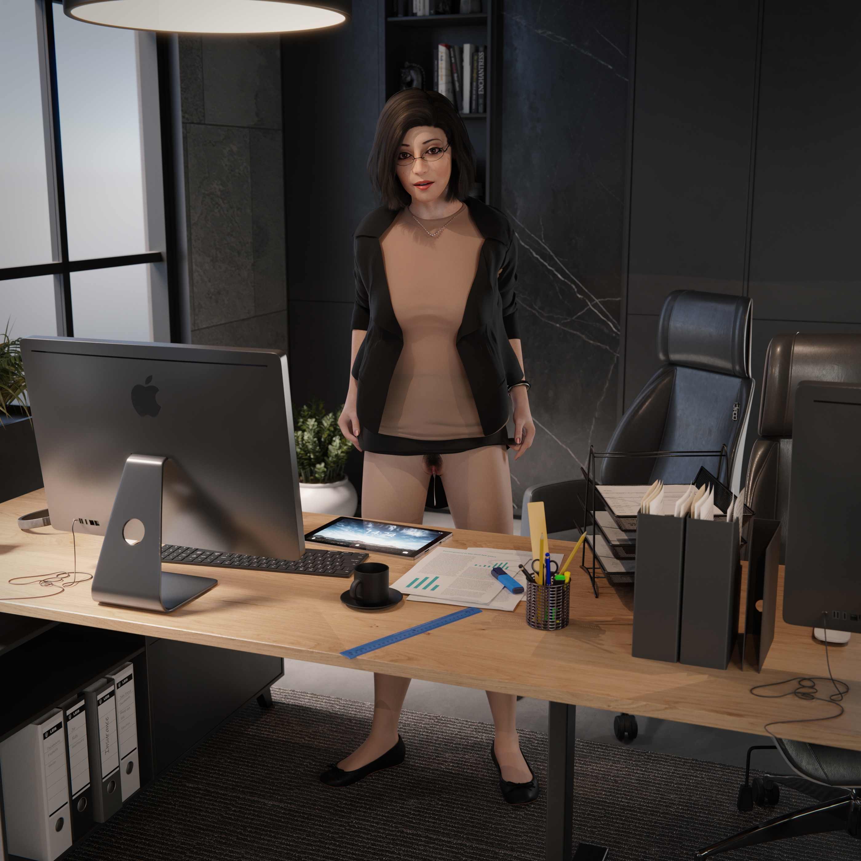 Pantyhose choice (Nude 6DEN or black 40DEN?)  Clothed Milf Secretary Skirt Pantyhose Office_lady Office Upskirt Ripped Clothes Cum Drip Wet Pussy Hairy Pussy Cum Inside Tease Teasing Teaser Nylon 6