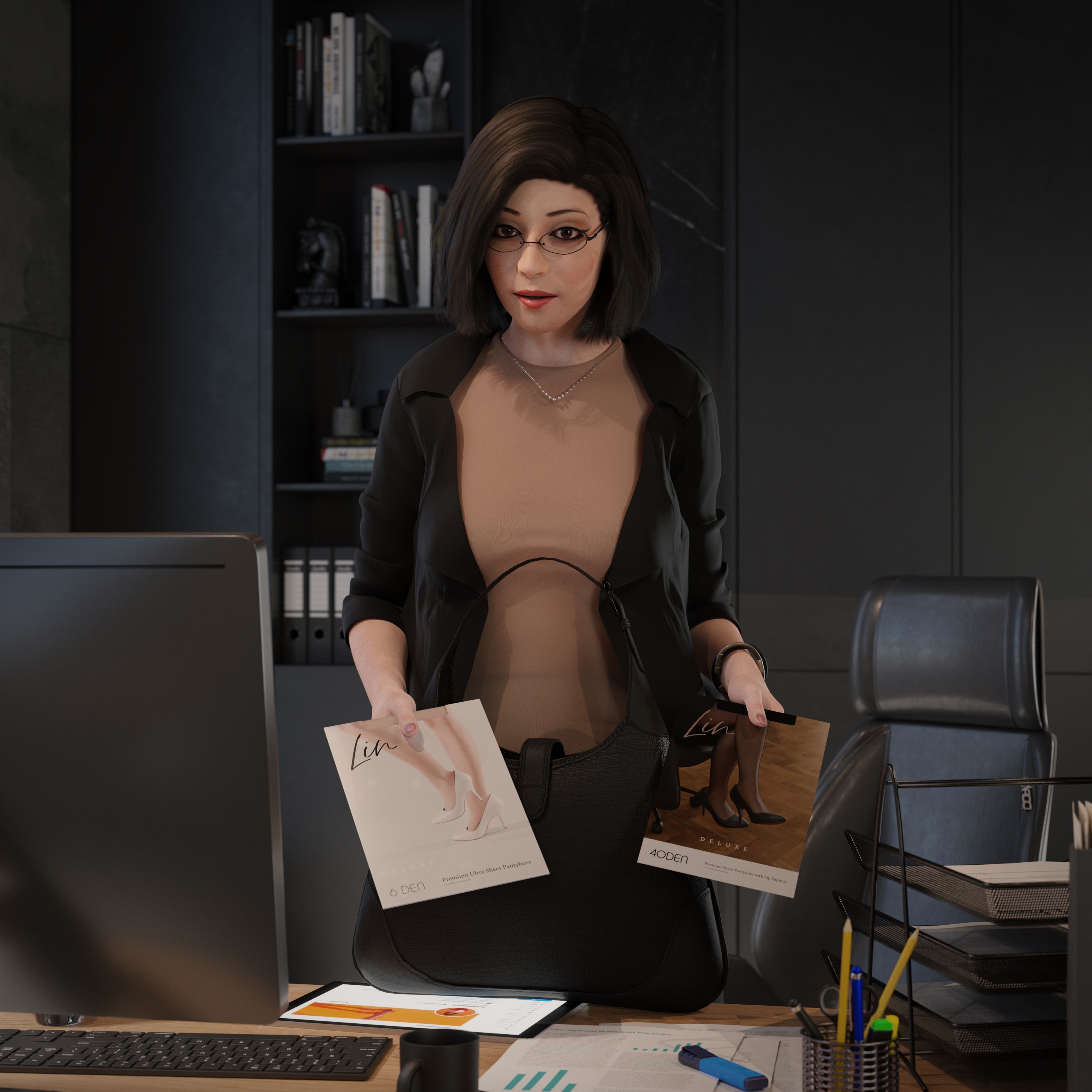 Pantyhose choice (Nude 6DEN or black 40DEN?)  Clothed Milf Secretary Skirt Pantyhose Office_lady Office Upskirt Ripped Clothes Cum Drip Wet Pussy Hairy Pussy Cum Inside Tease Teasing Teaser Nylon 7