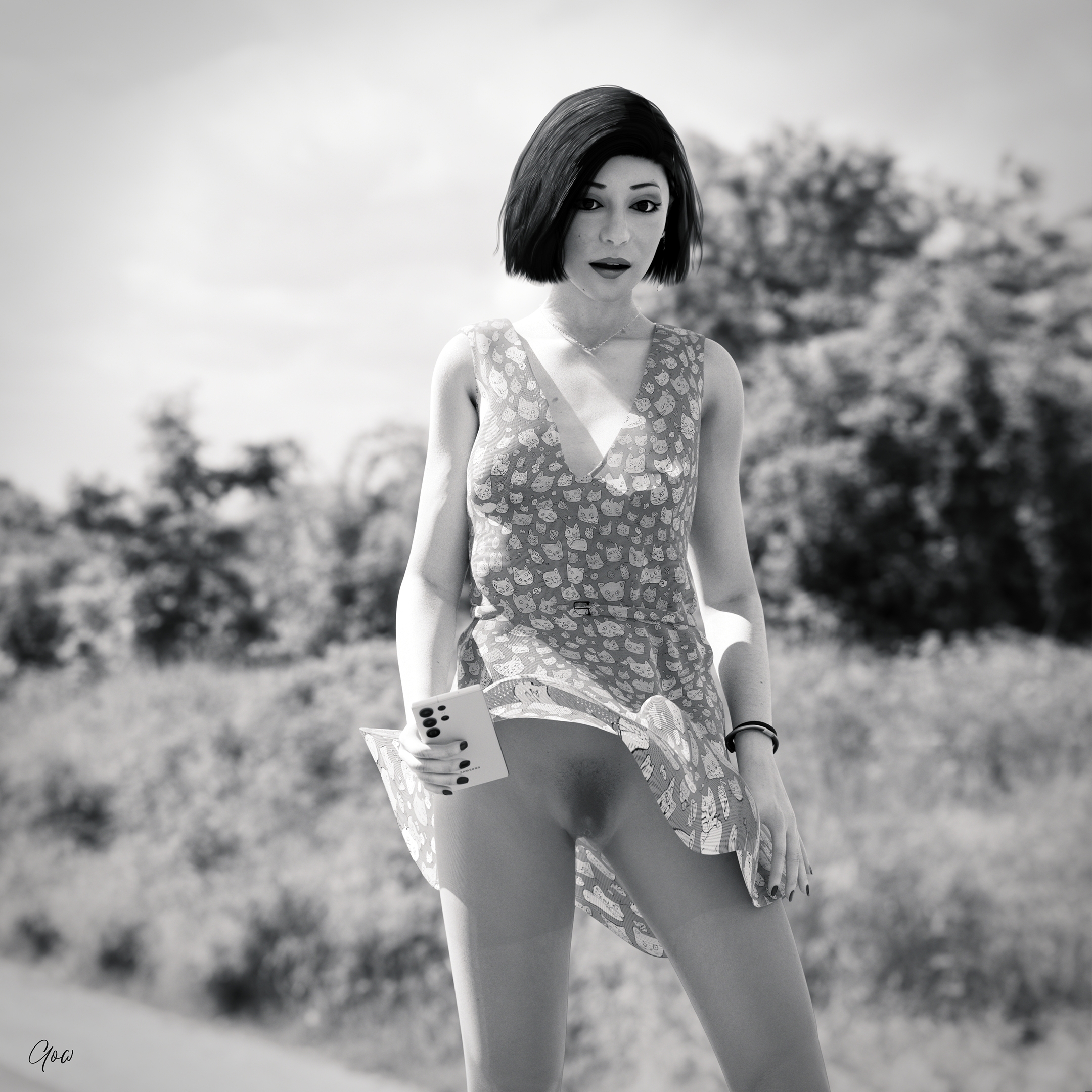 It s warm and windy today (Wind Upskirt  Pantyhose)  Milf Upskirt Wet Pussy No Panties Black And White Hairy Pussy Outdoor Skirt Sexy Brunette Smartphone 2