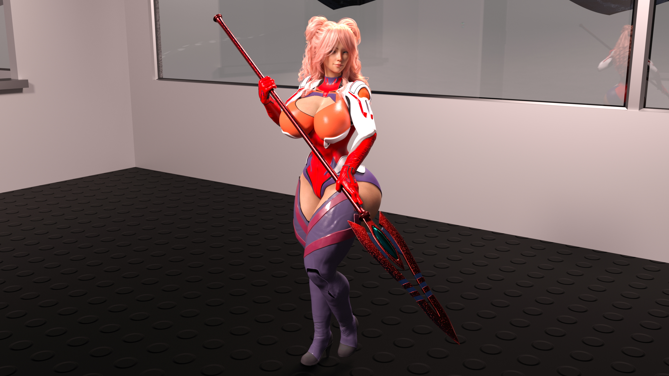 Rit Cosplay Asuka Huge Breasts Huge Ass Clothed Cosplay Pink Hair Female