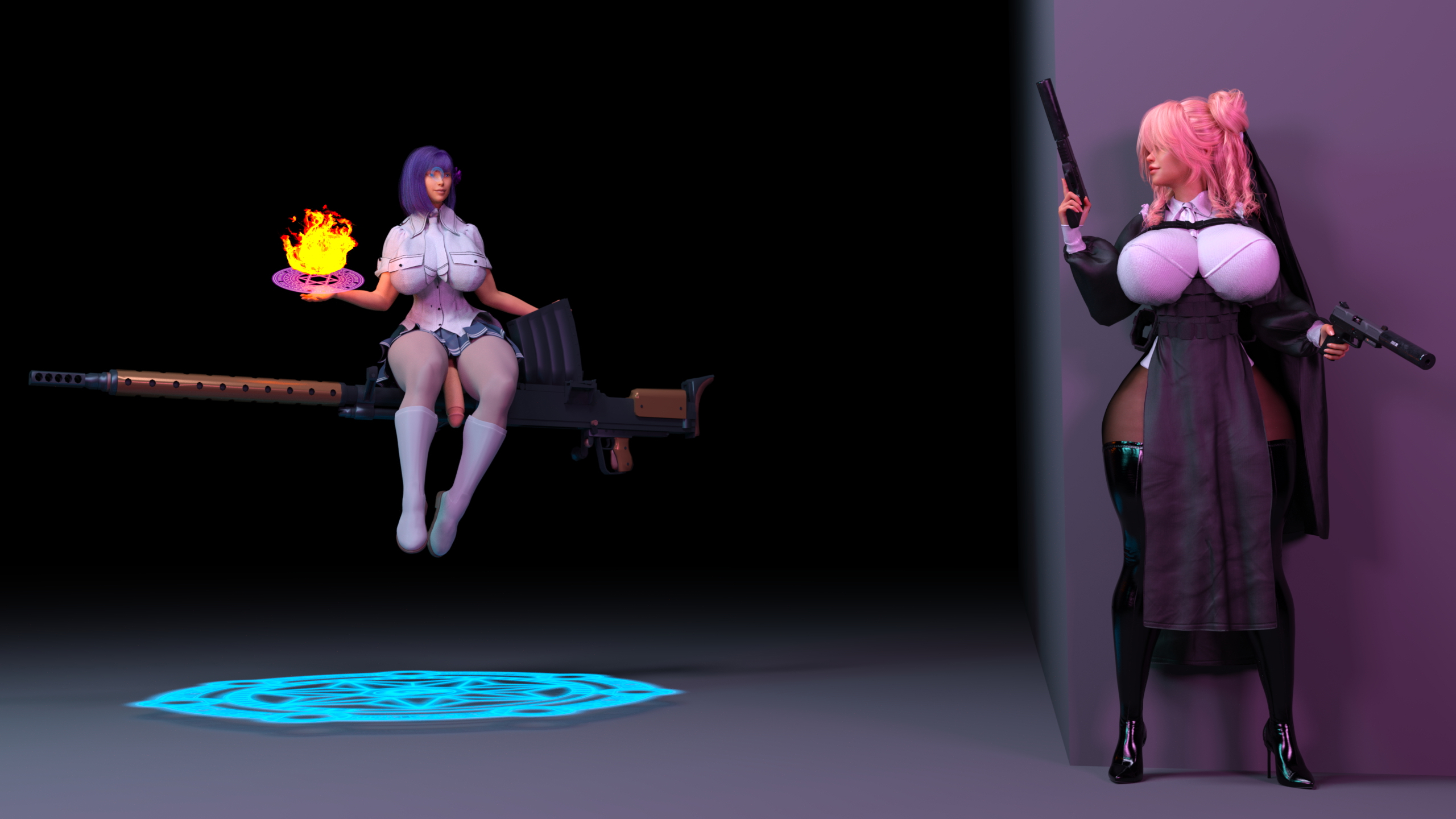 1st Halloween  Purple Hair Pink Hair Red Hair Nun Demon Barbarian Witch Gun Magic Halloween Whip Horns Abs Muscles Tall Futa Female 9