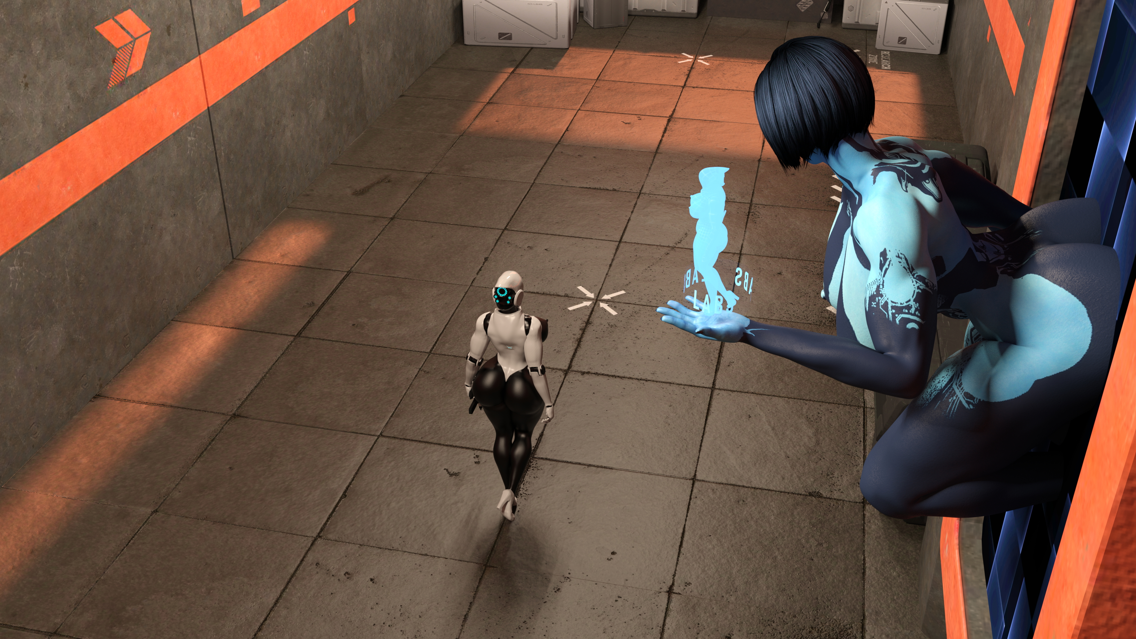 Cortana and Haydee Corruptive Code Cortana Huge Breasts Huge Ass Huge Cock Futa Female Possession Breast Expansion Ass Expansion Transformation Abs Muscles Gun 2
