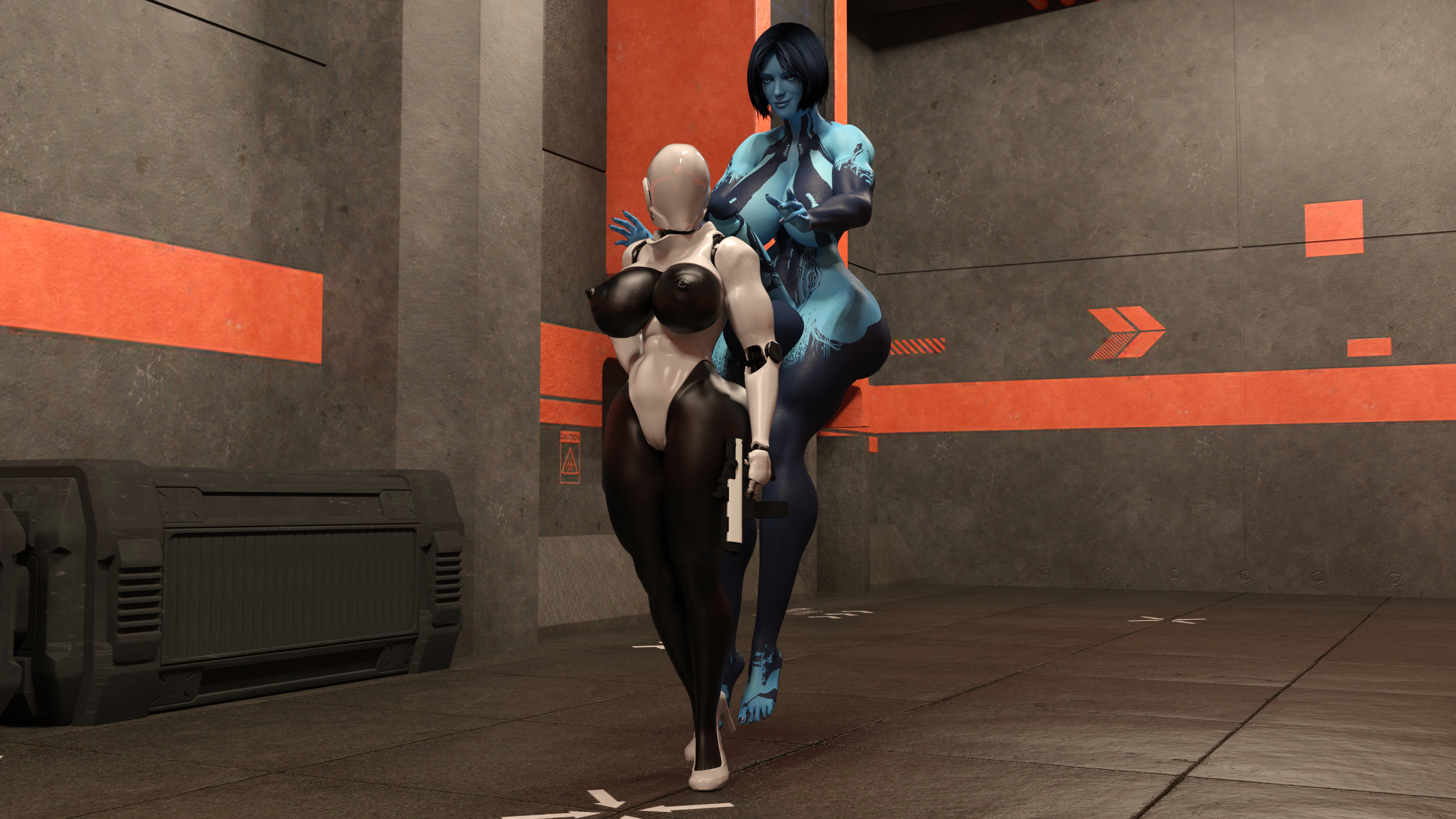 Cortana and Haydee Corruptive Code Cortana Huge Breasts Huge Ass Huge Cock Futa Female Possession Breast Expansion Ass Expansion Transformation Abs Muscles Gun 4
