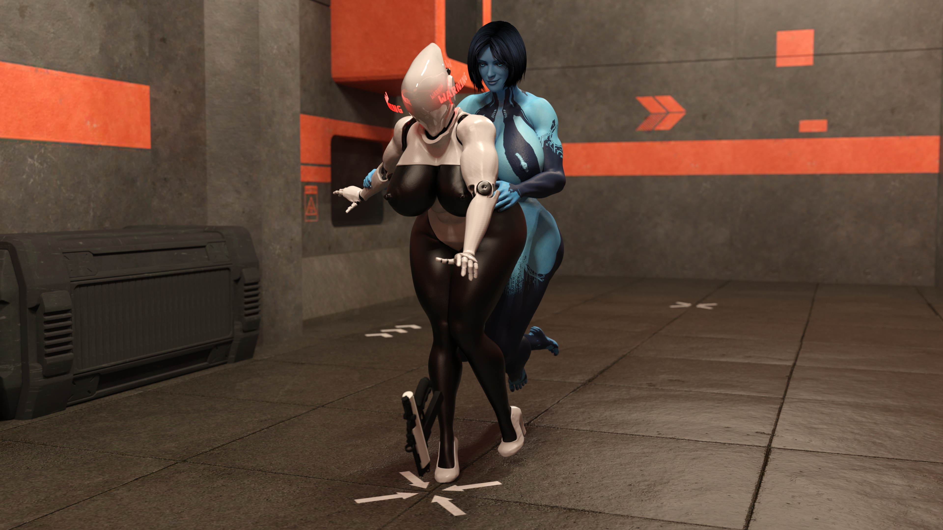 Cortana and Haydee Corruptive Code Cortana Huge Breasts Huge Ass Huge Cock Futa Female Possession Breast Expansion Ass Expansion Transformation Abs Muscles Gun 9