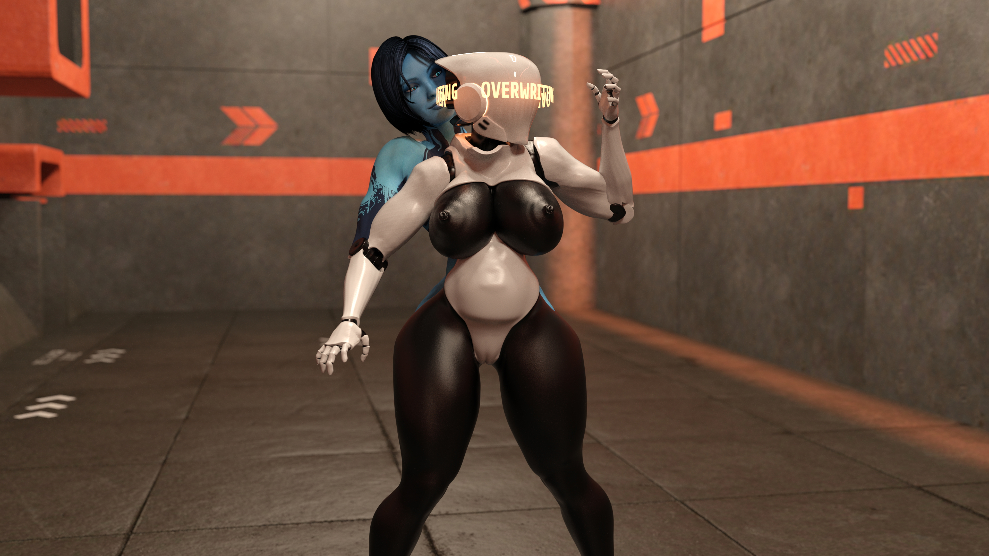 Cortana and Haydee Corruptive Code Cortana Huge Breasts Huge Ass Huge Cock Futa Female Possession Breast Expansion Ass Expansion Transformation Abs Muscles Gun 19