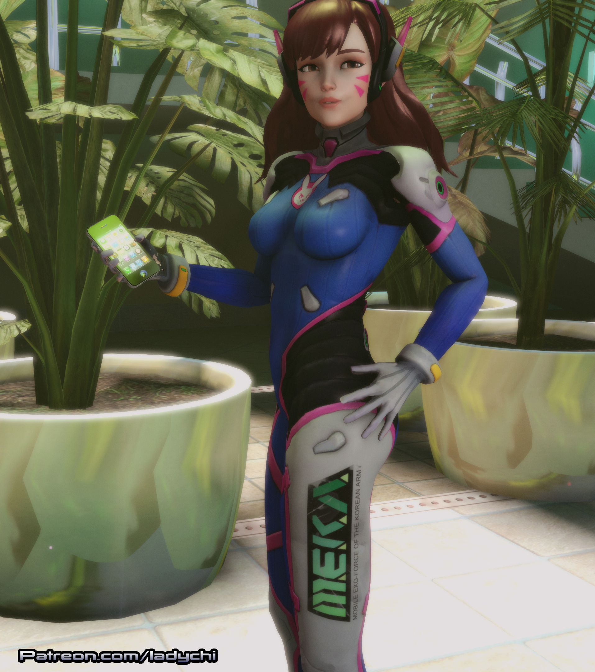 DVA posing. Overwatch Dva (overwatch) Boobs Nude Sfw Sfm Pinup Posing Iphone 2